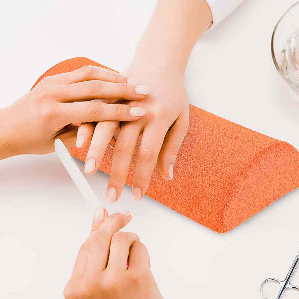 Nail Art Hand Cushion - Soft Detachable Washable Arm Rest Pillow for Manicure | Comfortable Nail Salon Equipment | Perfect for Home & Professional Nail Art (Orange)
