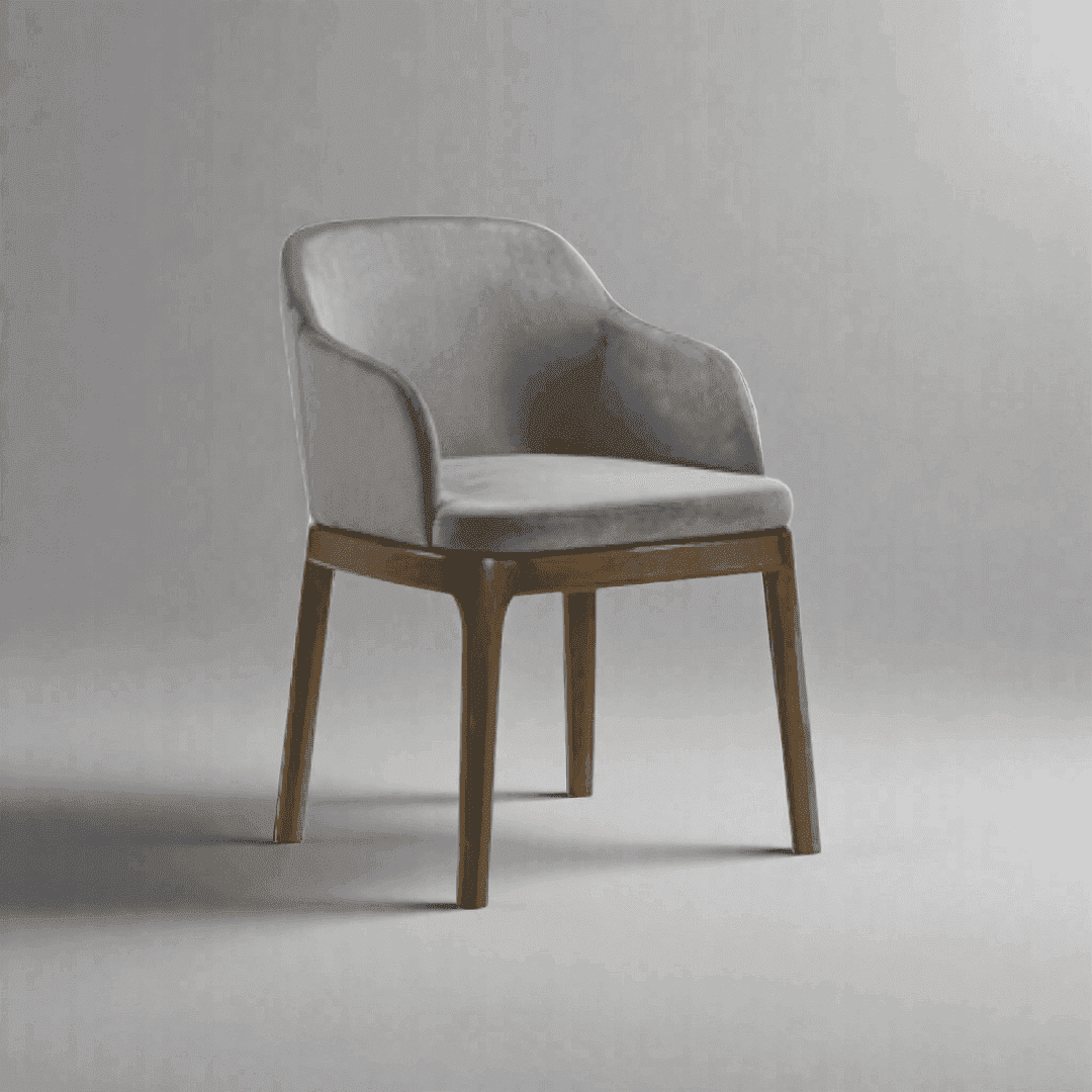 Kerra Round Marble Dining Table Set with 6 Delphinus Fabric Dining Chairs - Modern Kitchen & Dining Room Furniture for Family Gatherings & Dinner Parties