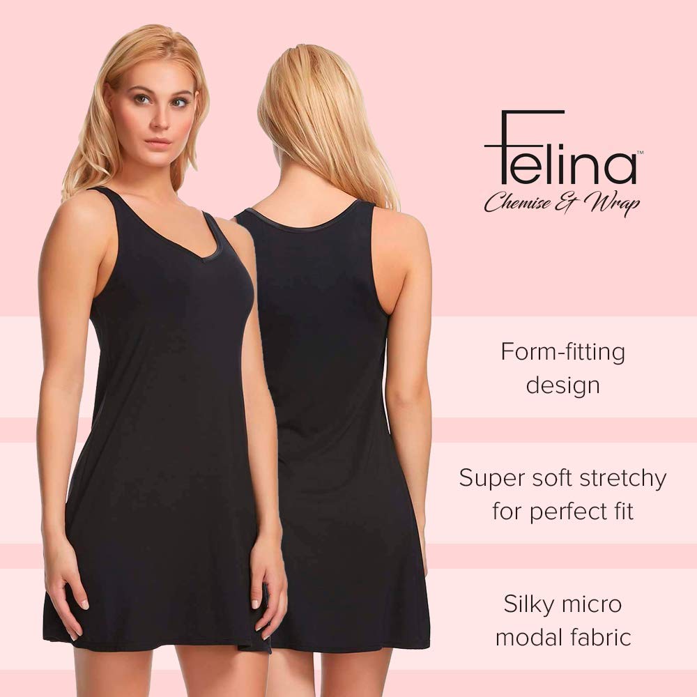 Felina Modal Tank Chemise & Wrap - Women's Soft Loungewear Set, Comfortable Pajama Sets for Women - Perfect for Home Relaxation, Spa Days & Cozy Evenings