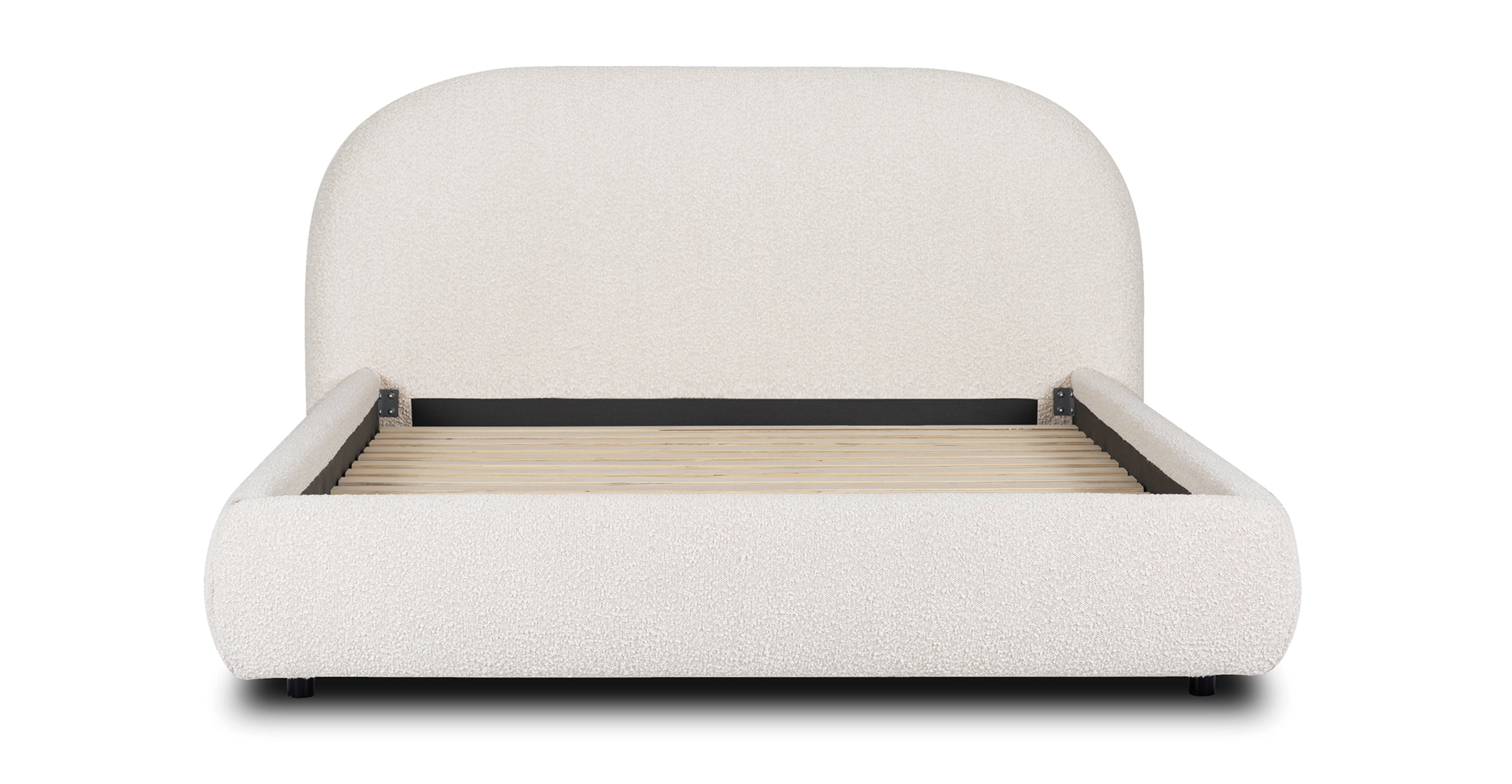 Genoa Queen Size Bed Frame - Modern Platform Bed with Upholstered Headboard, Sturdy Wooden Slats - Perfect for Master Bedroom, Guest Room, or Apartment