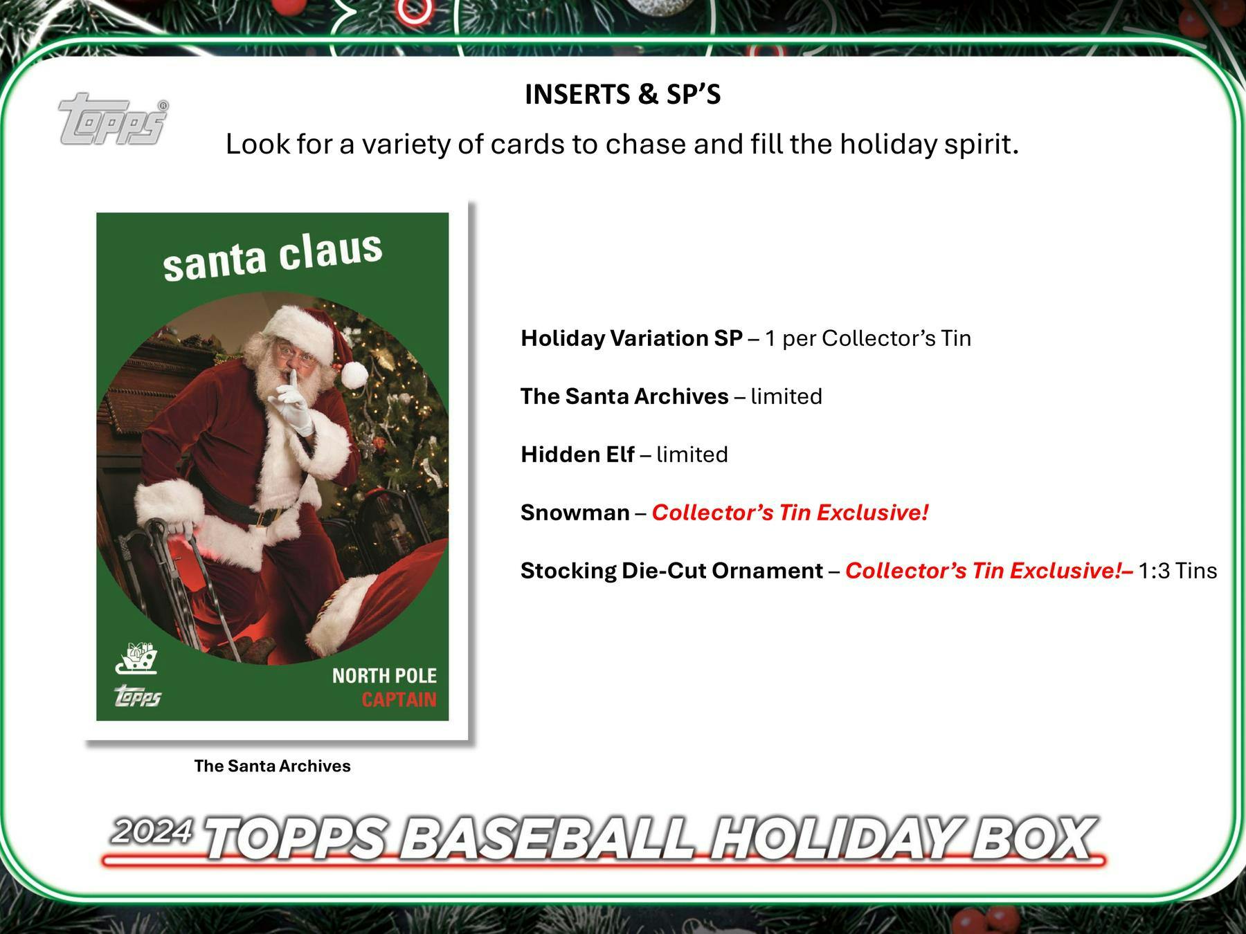 2024 Topps Holiday Baseball Tin - Limited Edition Collectible Cards for Baseball Fans | Perfect for Gifts, Trading & Holiday Collections