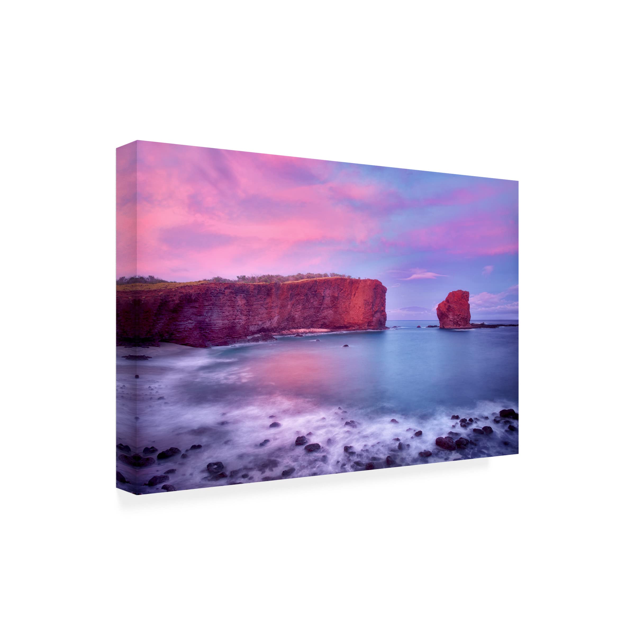 Dennis Frates 'Rocky Coastline 12' Framed Canvas Wall Art Print - Coastal Beach Decor for Living Room, Bedroom & Office