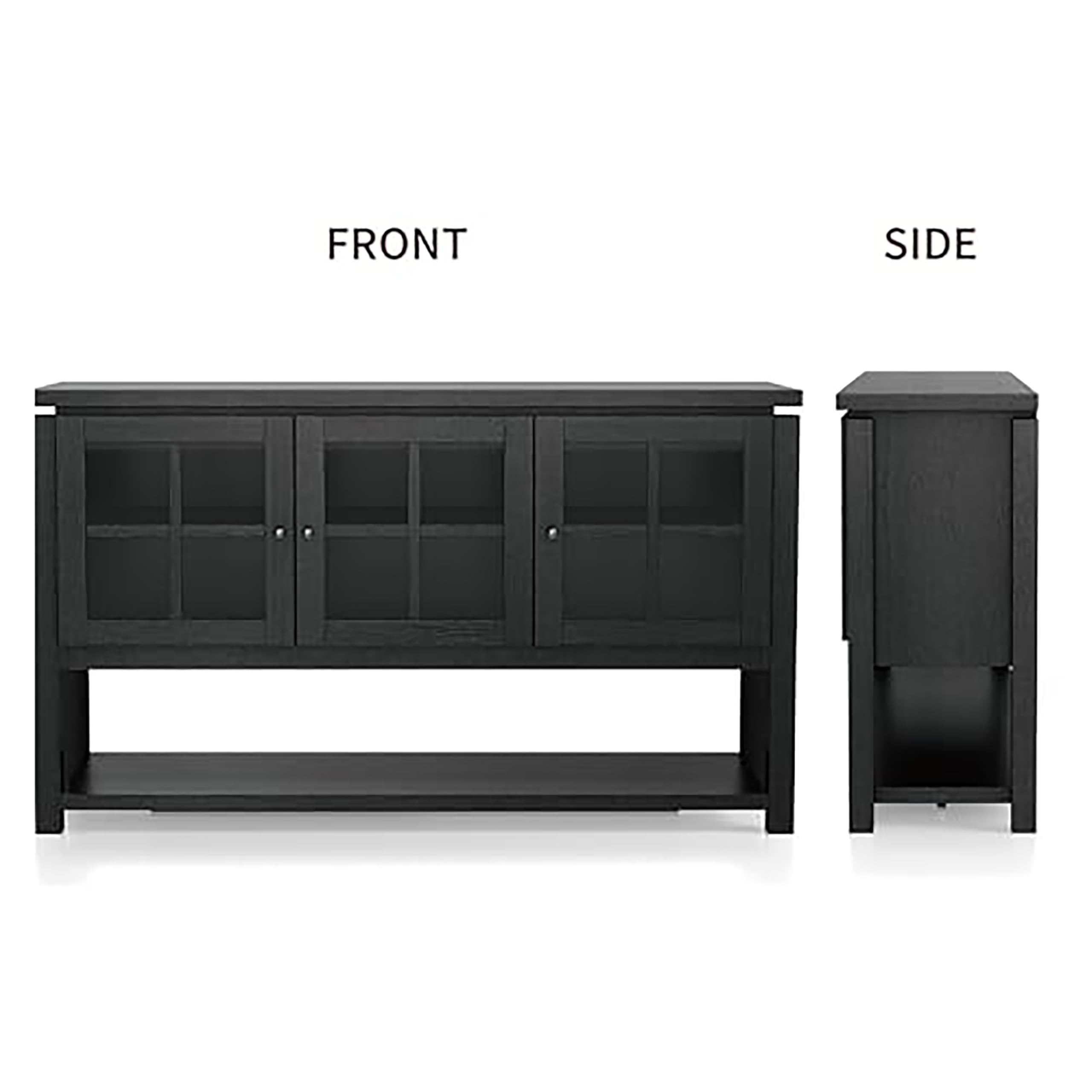 Furniture of America Julianna Farmhouse Sideboard Buffet Cabinet with Storage & Glass Doors - Wood Kitchen Coffee Bar, Entryway Console Table for Dining Room & Living Room - Perfect for Home Decor & Entertaining (Black)
