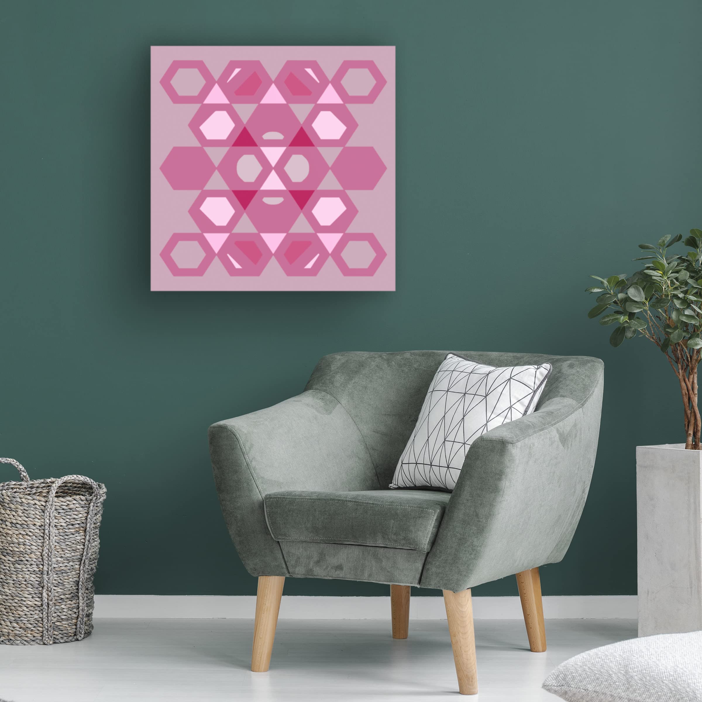 Hexagon Pattern 29 Abstract Canvas Wall Art by Richard Homawoo - Modern Geometric Home Decor for Living Room, Bedroom & Office