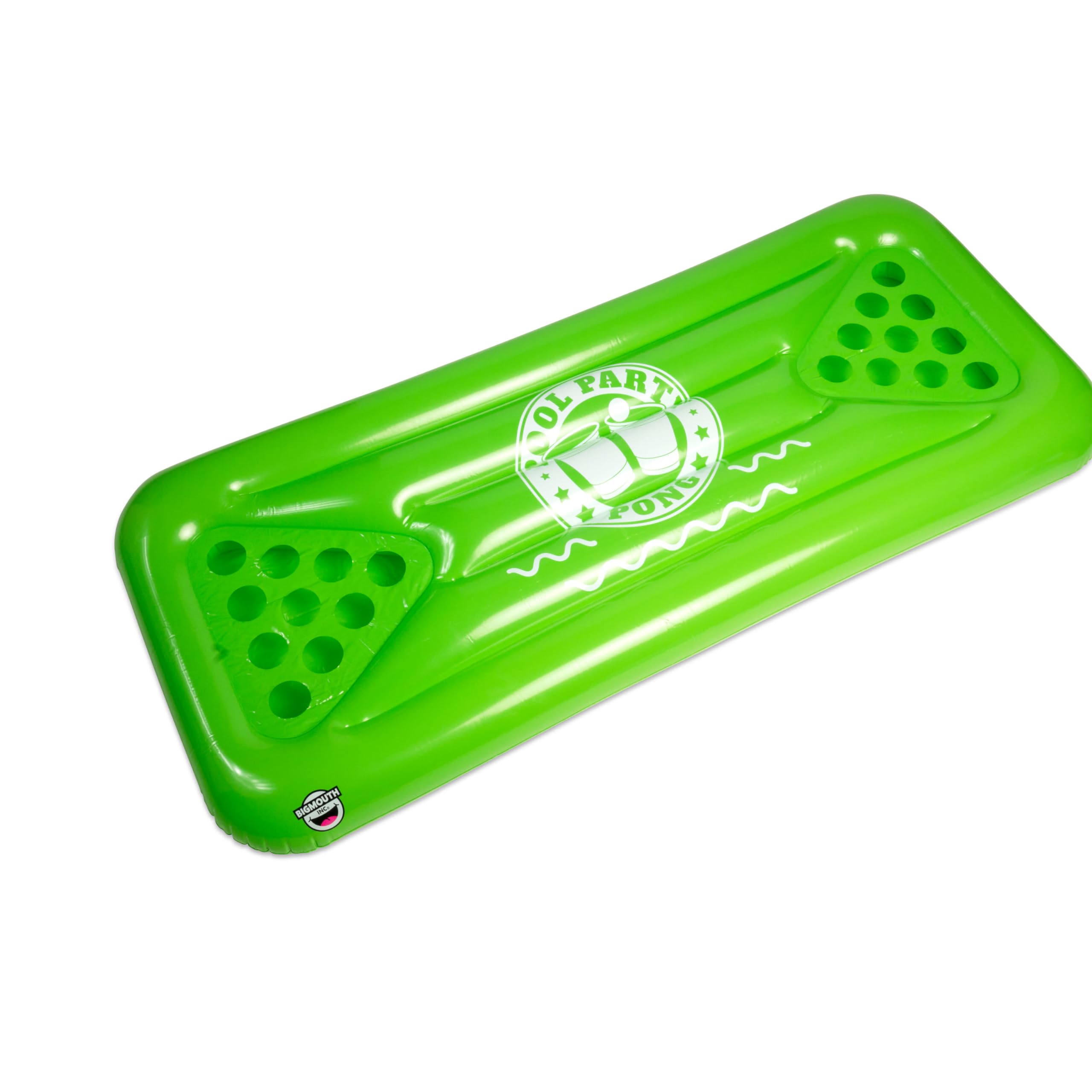 Big Mouth Toys Pool Party Pong Float - Large Green Inflatable Drink Holder for Pool, Lake & Beach Parties - Perfect for Summer Drinks & Outdoor Gatherings