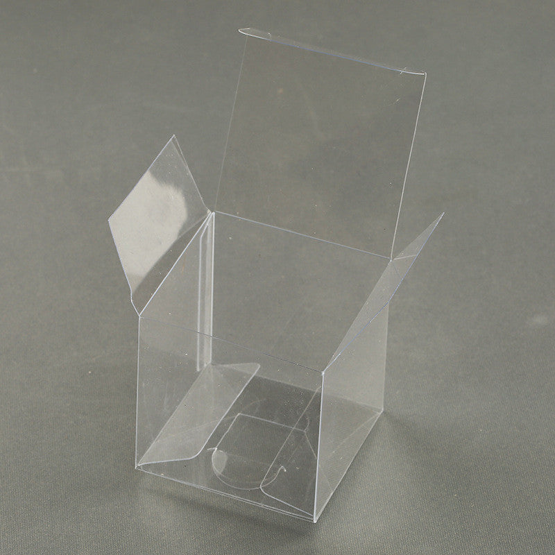 100 Pack of 8x8x10cm Clear PVC Plastic Folding Gift Boxes - Small Rectangle/Square Jewelry Packaging Boxes for Wedding Favors, Party Gifts, Candy, Chocolate & Soap Storage - Perfect for DIY Crafts, Retail Display and Event Decorations