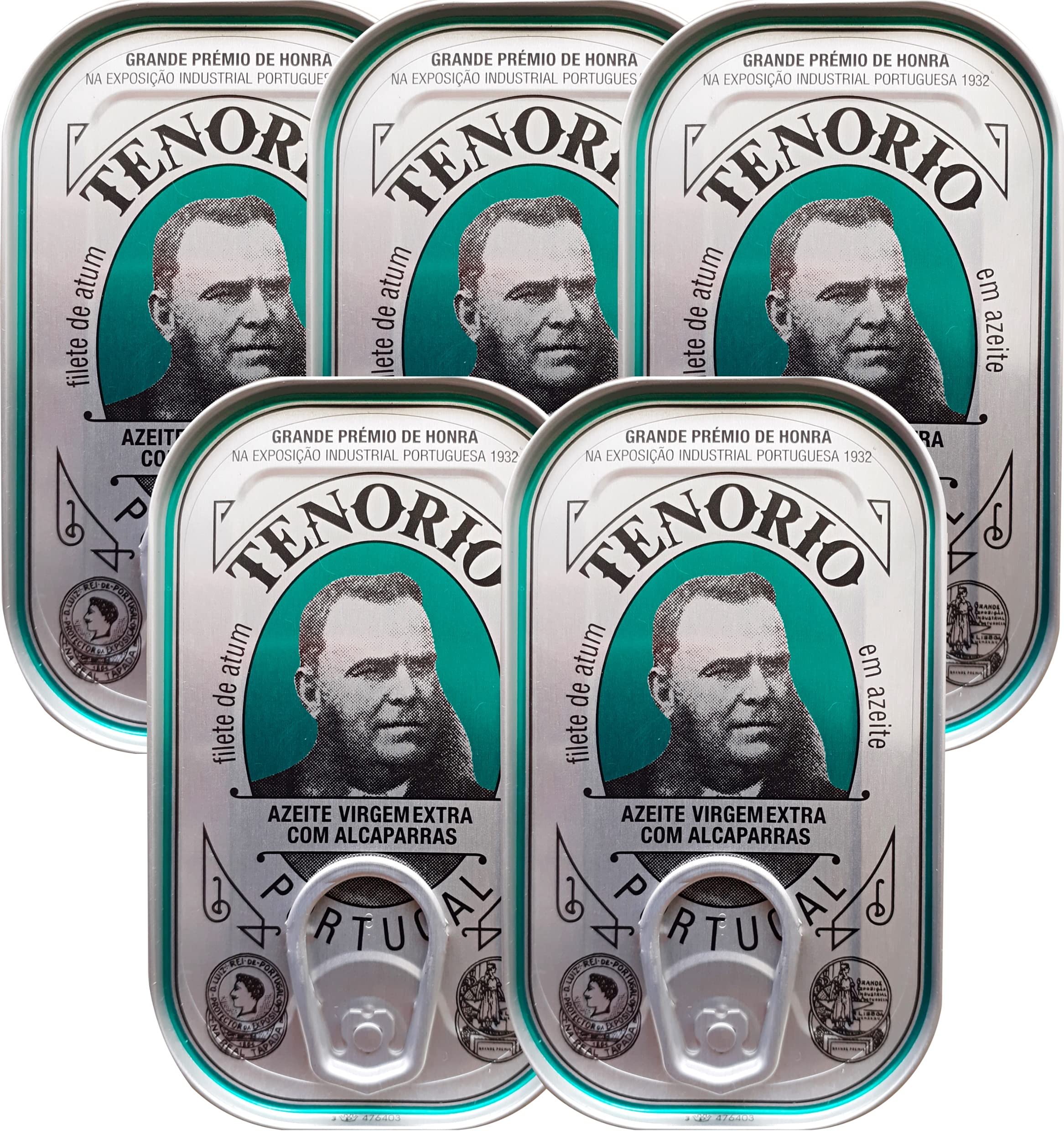 5-Pack Premium Tenorio Tuna Fillets in Olive Oil with Capers - Imported from Portugal - Perfect for Salads, Sandwiches & Gourmet Cooking