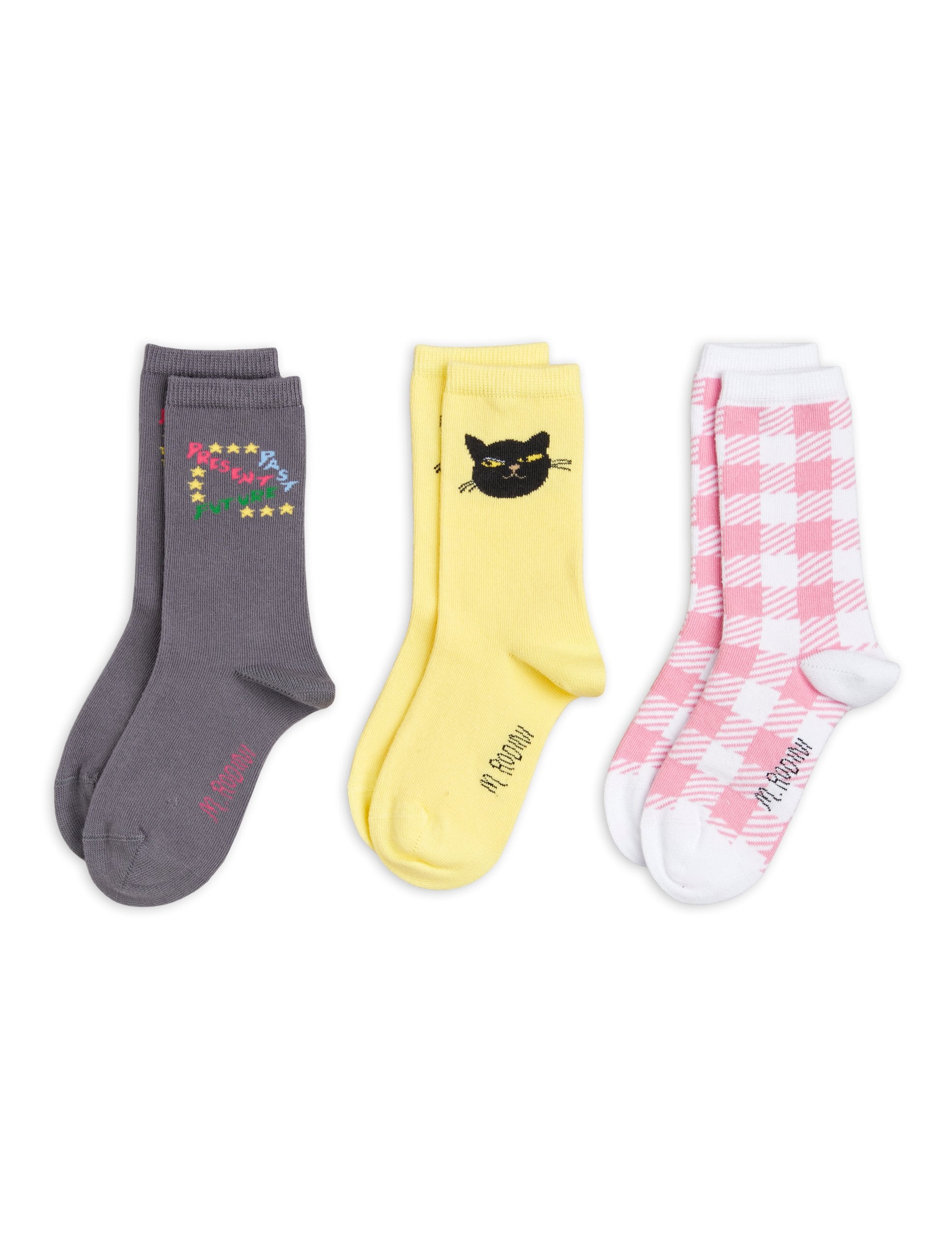 Mini Rodini Past Present 3-Pack Kids Socks - Colorful Cotton Crew Socks for Boys & Girls - Perfect for School, Play & Everyday Wear