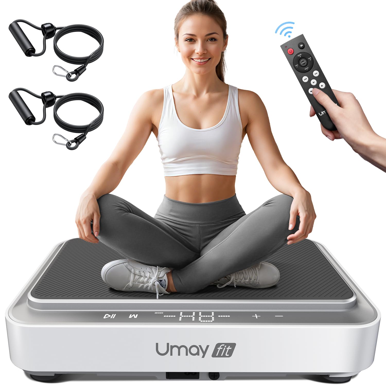 UMAY Vibration Plate Exercise Machine with Resistance Bands - Whole Body Workout for Muscle Toning, Strength Training & Circulation - 330LB Capacity - Home Gym Equipment for Weight Loss & Recovery - Perfect for Home Fitness, Physical Therapy & Lymphatic Drainage