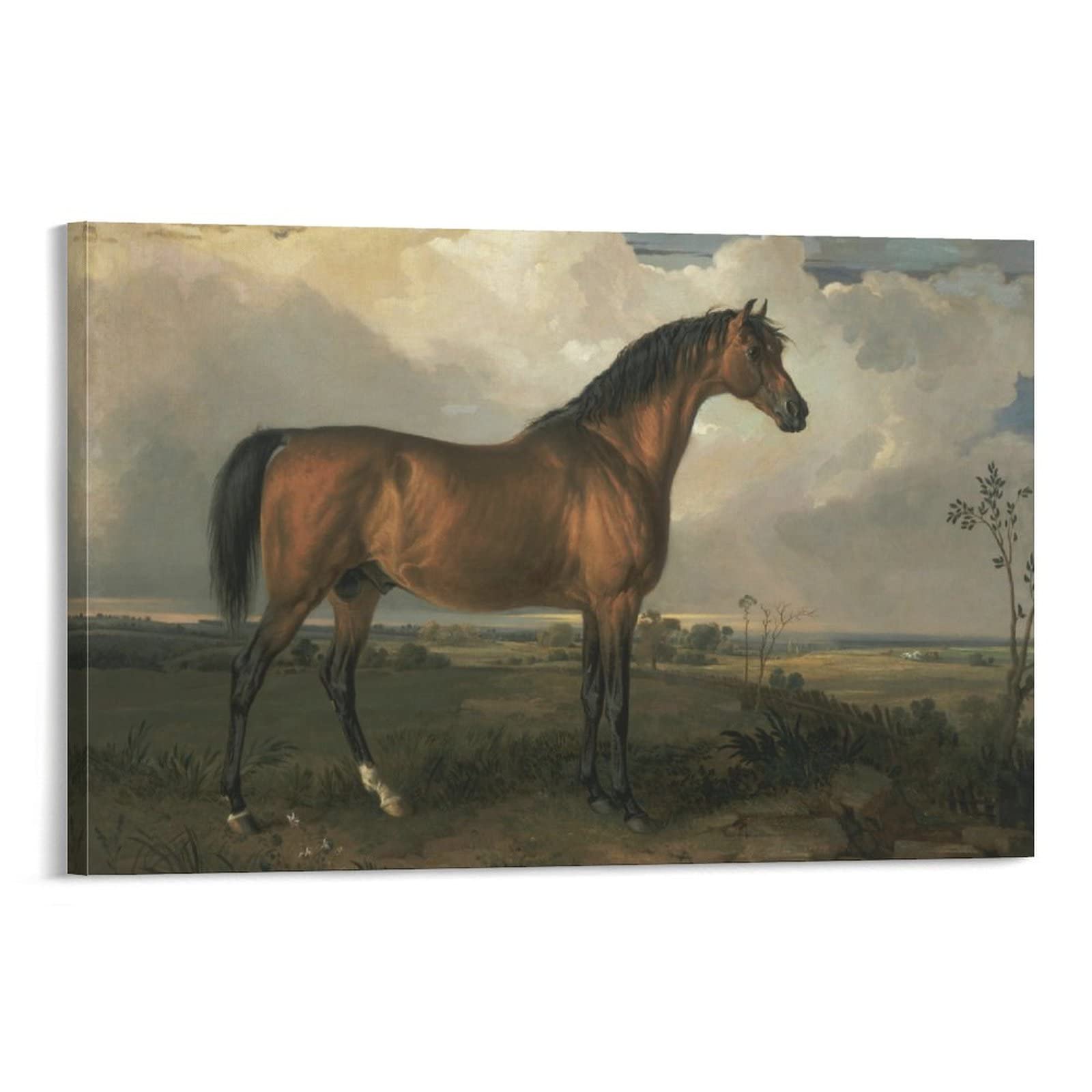 19th Century Horse Oil Painting Art Print - Premium Canvas Wall Art Poster 24x36 Inch (60x90cm) for Home Decor, Office & Gifts - Vintage Equestrian Illustration for Living Room, Bedroom Aesthetic