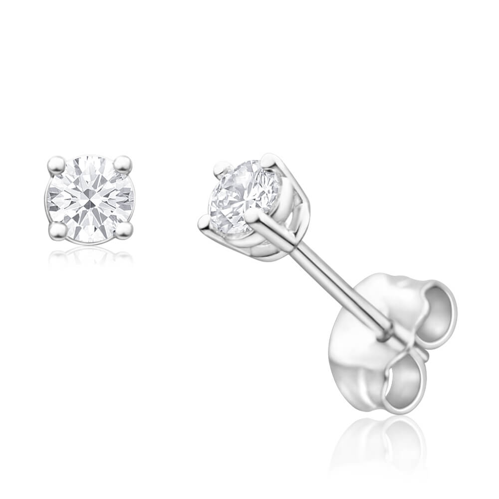 9ct White Gold Diamond Stud Earrings Set - 2 Gorgeous Brilliant Cut Diamonds for Women - Perfect for Weddings, Anniversaries & Special Occasions