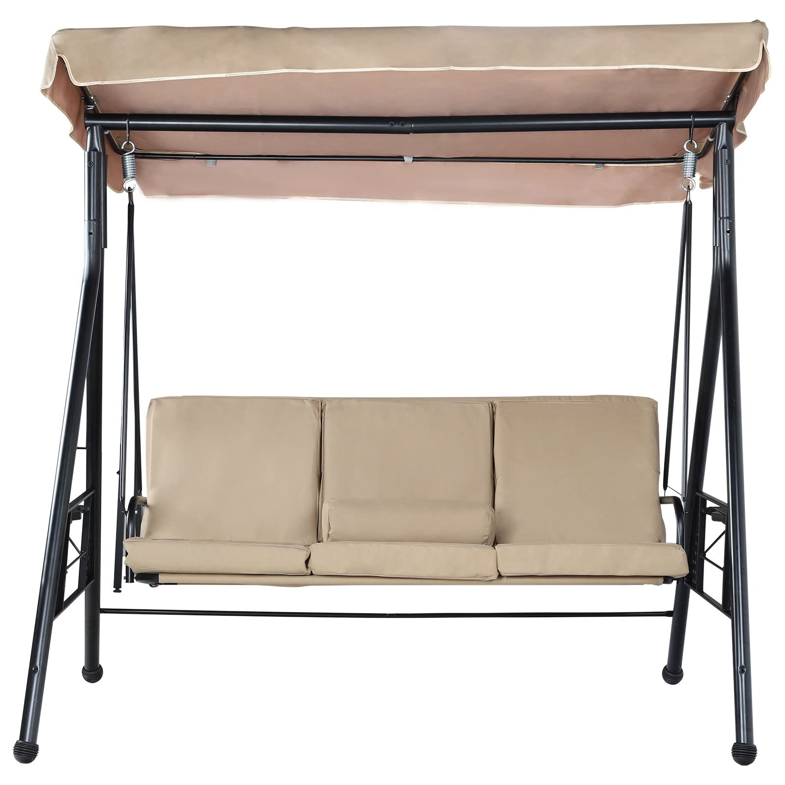 **Visdron 3-Seat Deluxe Outdoor Swing Chair - Weather-Resistant Steel Frame Patio Porch Swing (Beige, 155x60x22cm) - Perfect for Backyard, Garden, Deck & Relaxation**