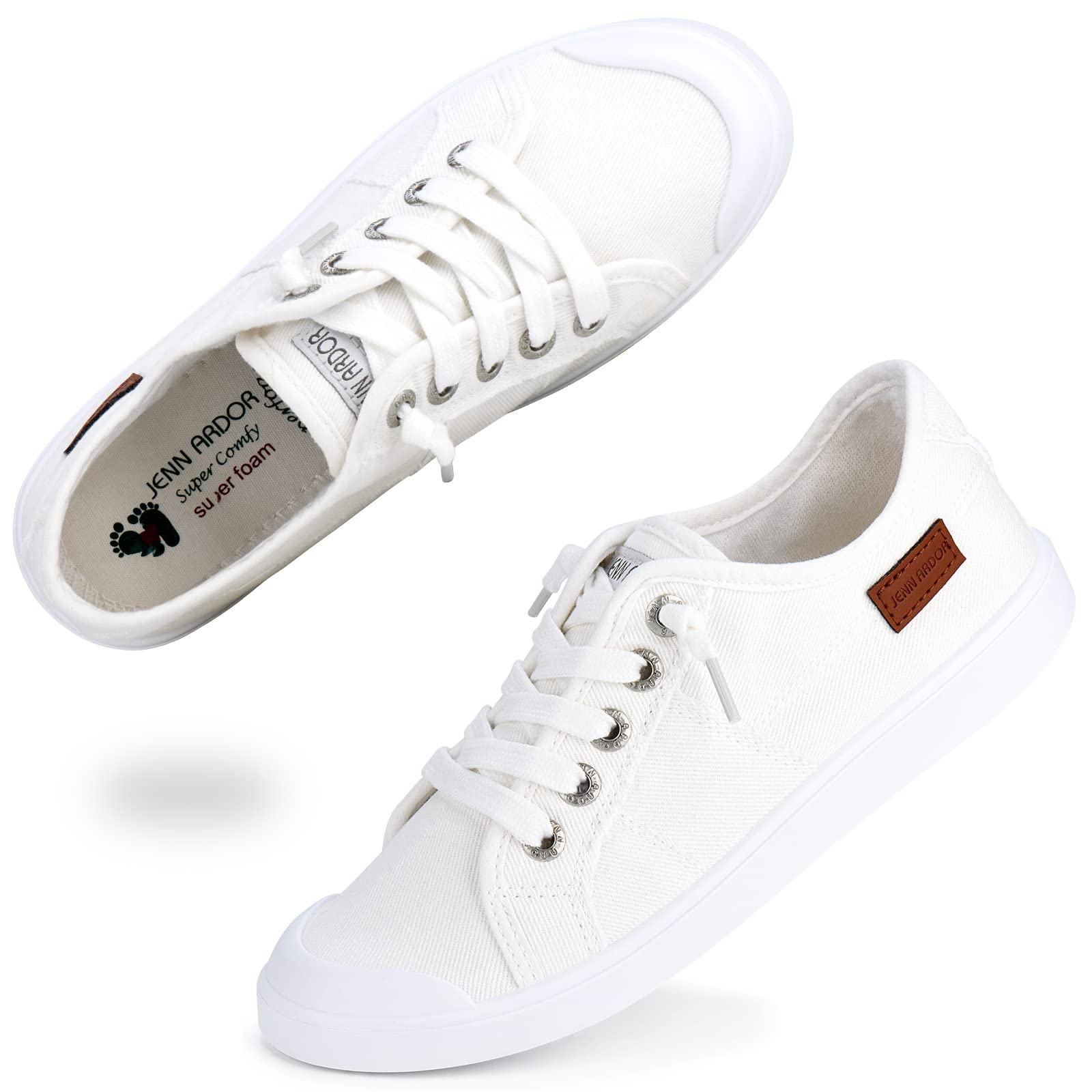 JENN ARDOR Women's Comfortable Elastic Slip-On Sneakers - Stylish Lightweight Canvas Walking Shoes for Casual Wear | Perfect for Daily Errands, Travel & Outdoor Activities