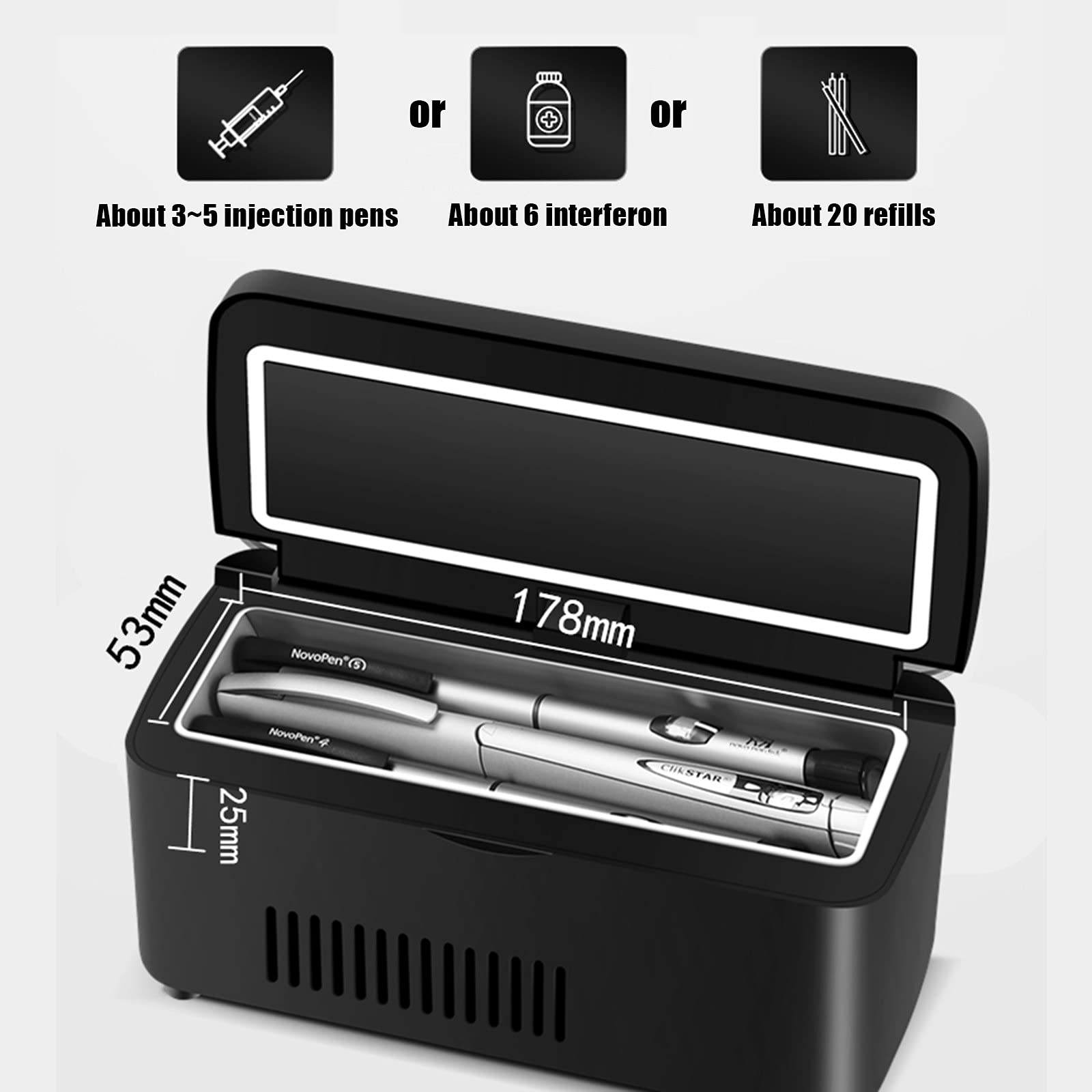 Portable Insulin Cooler Travel Case - LCD Screen Medical Fridge with 10200mAh Battery for Diabetic Medicine Storage | Perfect for Home, Travel, Car & Airplane Use | Large Capacity & Dual Battery System