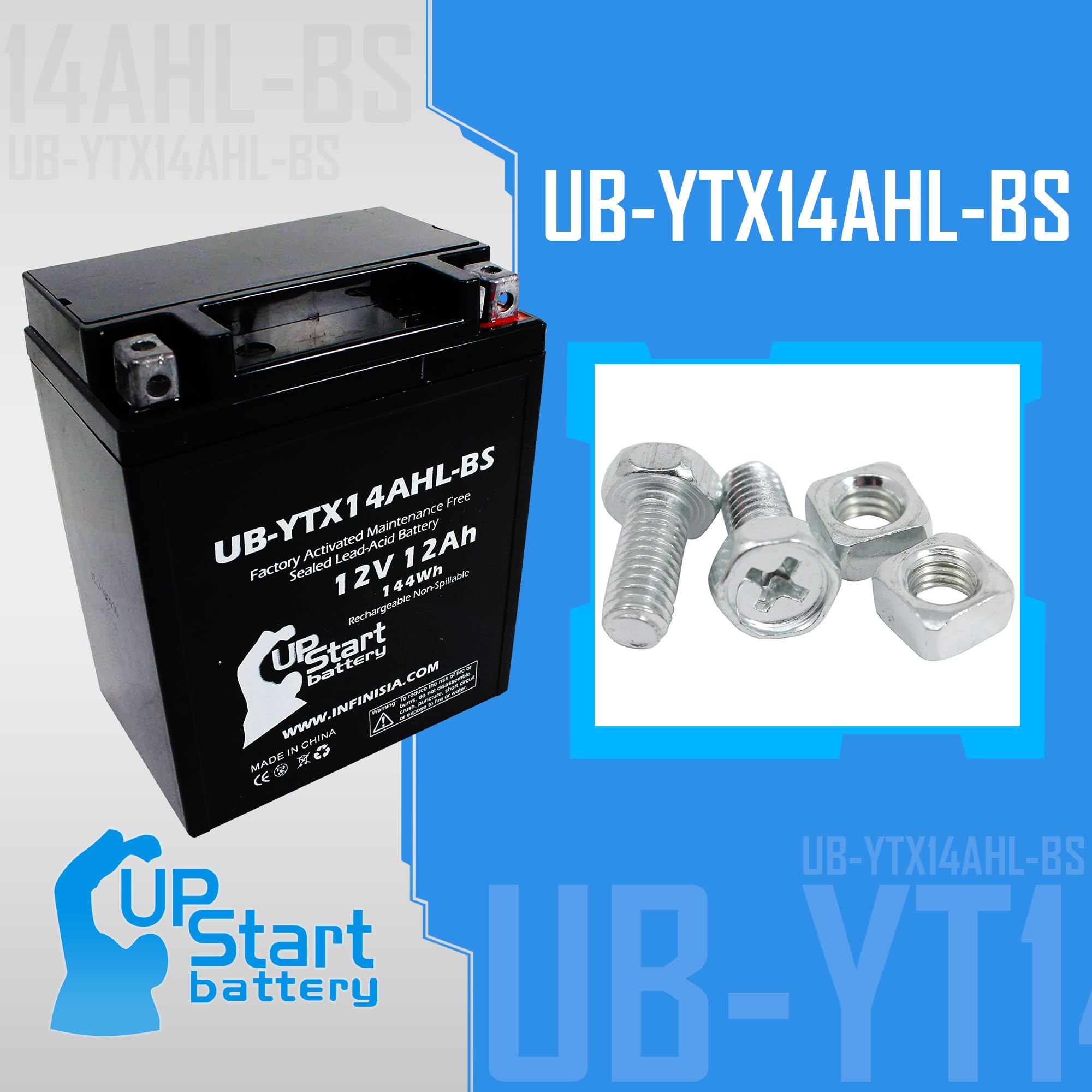 5-Pack UB-YTX14AHL-BS Replacement Batteries for Ducati Indiana 750 CC Motorcycle - 12V 12AH Maintenance-Free AGM Battery, Factory Activated, Fits Most Motorcycles - Perfect for Long Rides, Off-Road Adventures & Daily Commuting