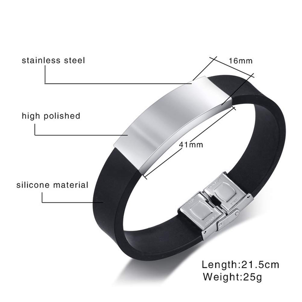 Custom Engraved 16mm Stainless Steel Cross Bangle Bracelet for Men - Bible Verse Silicone Wristband - Religious Jewelry Gift for Christian Faith & Daily Wear