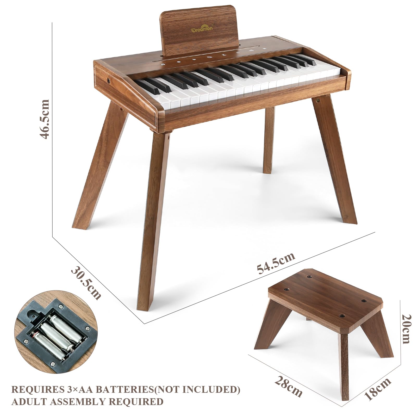 **Dreamon 61-Key Kids Digital Piano Keyboard - Portable Electronic Piano with Built-in Speakers & Headphone Jack - Best Music Educational Toy for Boys & Girls Ages 3-12 - Ideal for Home Learning, Birthday & Christmas Gifts**    *(Perfect for beginners, music practice, classroom activities, and family entertainment!)*