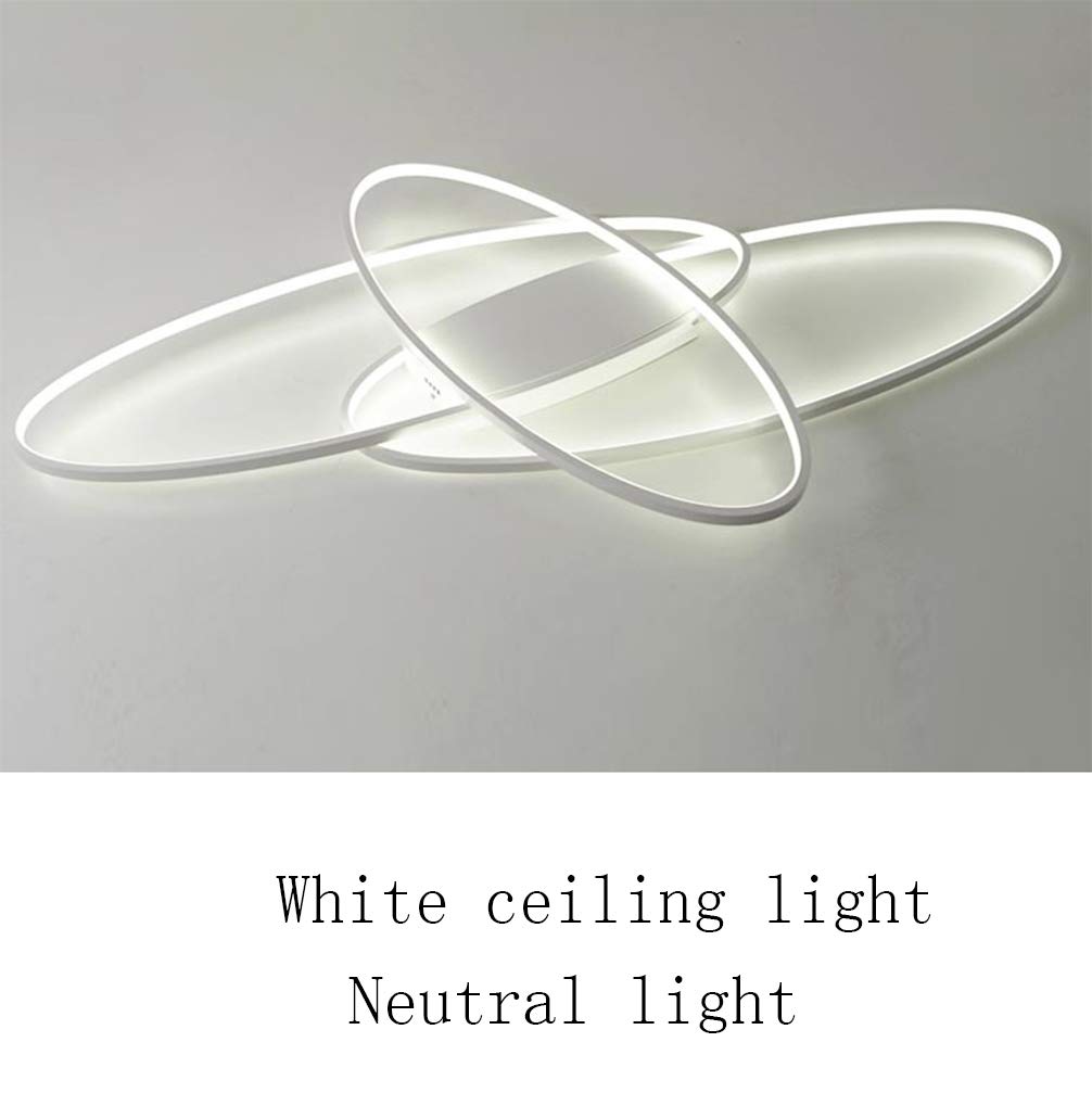 Dimmable LED Ceiling Light Fixture with Remote Control - Modern Oval Flush Mount Chandelier for Living Room, Bedroom, Dining Room & Kitchen - Energy Saving White Lighting for Home Decor & Ambient Illumination