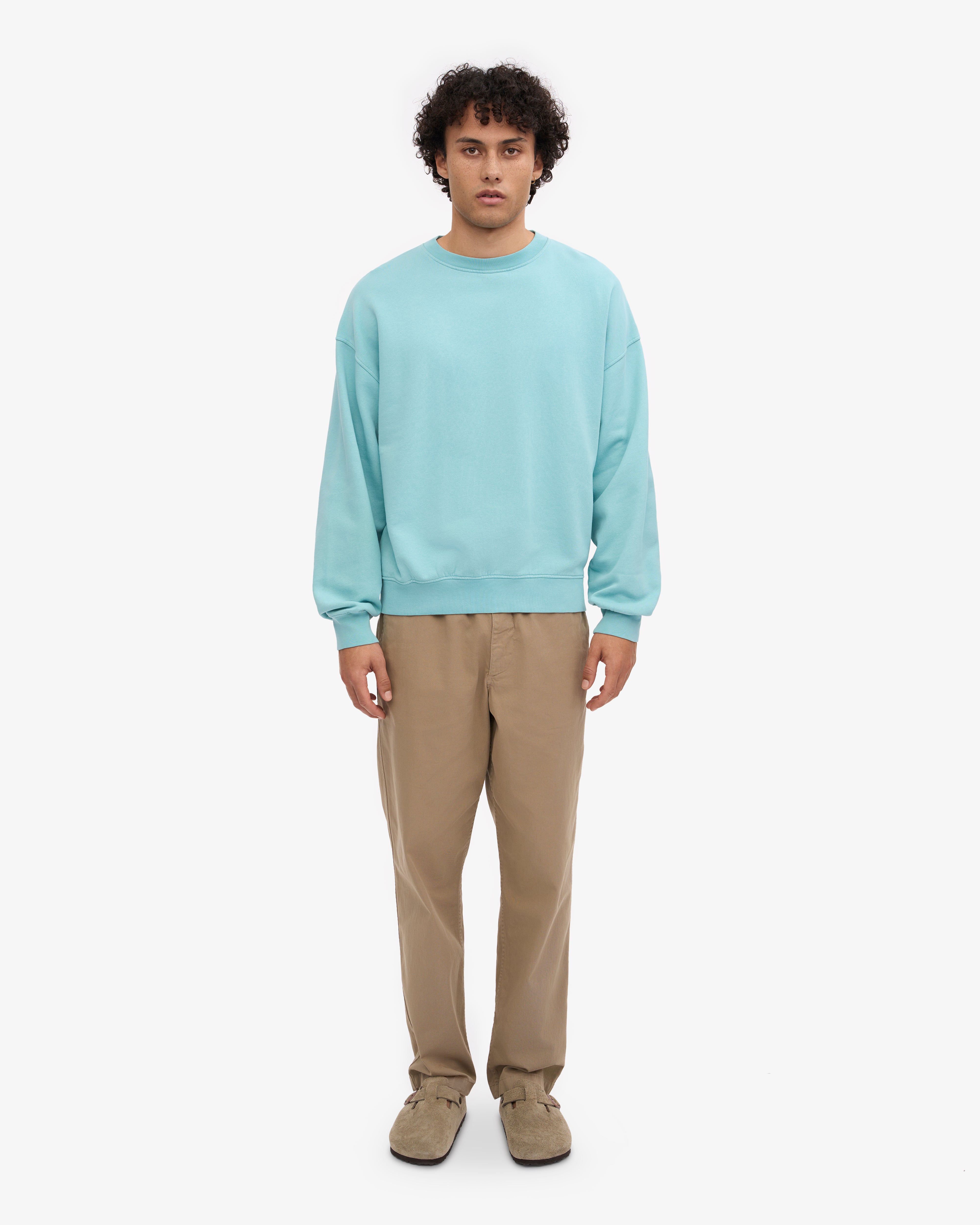 Organic Oversized Crewneck Sweatshirt - Soft & Comfortable Teal Blue Pullover for Women & Men | Perfect for Casual Wear, Loungewear & Street Style