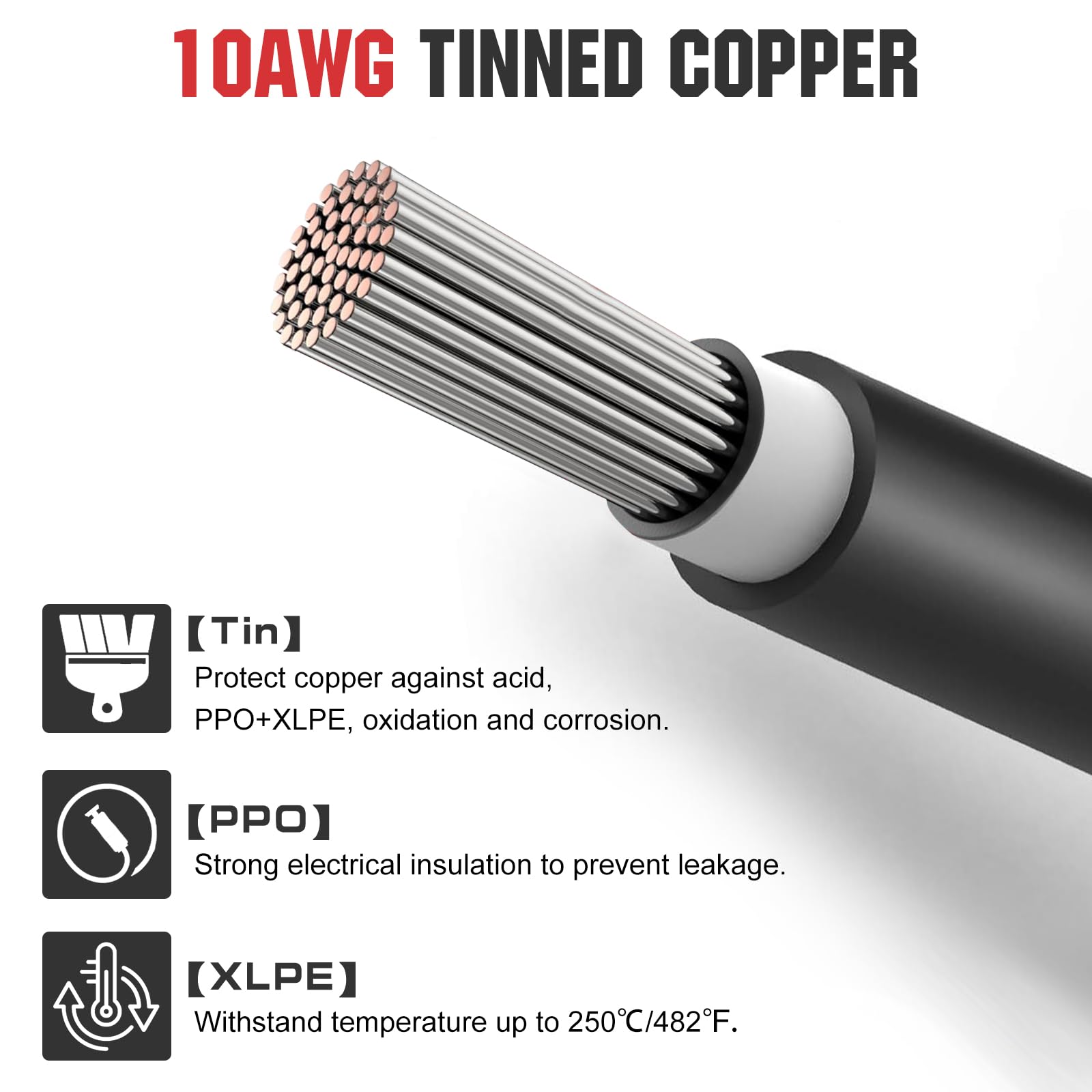 ECO-WORTHY 20FT 10AWG Solar Panel Extension Cable with MC4 Connectors (Red & Black) - Weatherproof Solar Panel Wire for RV, Boat, Off-Grid Systems - Compatible with Solar Panels & Charge Controllers