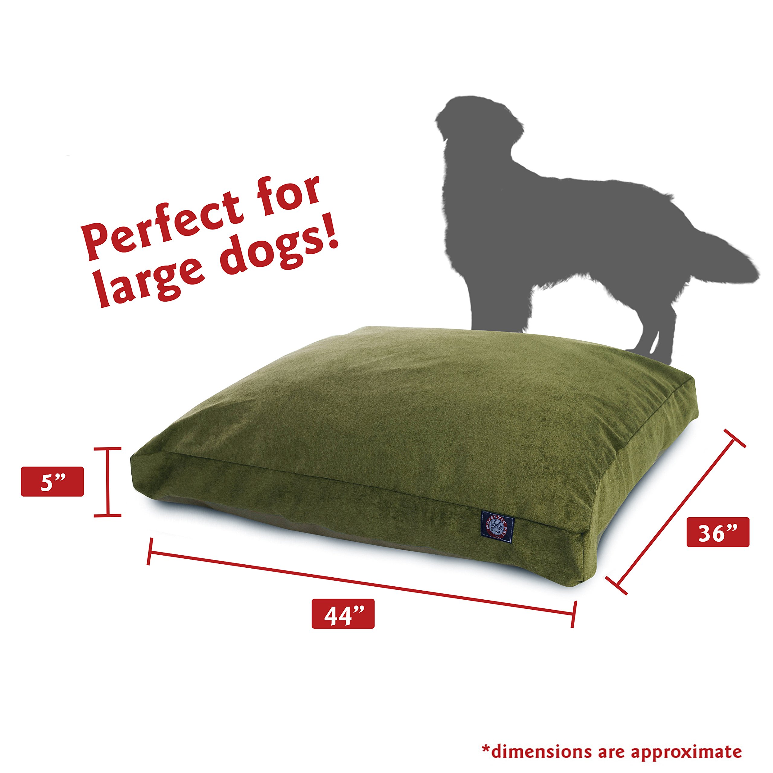 Majestic Pet Villa Washable Rectangle Dog Bed - Non-Slip Comfortable Crate Bed with Removable Cover - Large Kennel Sleeping Bed in Fern Green Polyester Fiber - Perfect for Crates, Living Rooms & Bedrooms