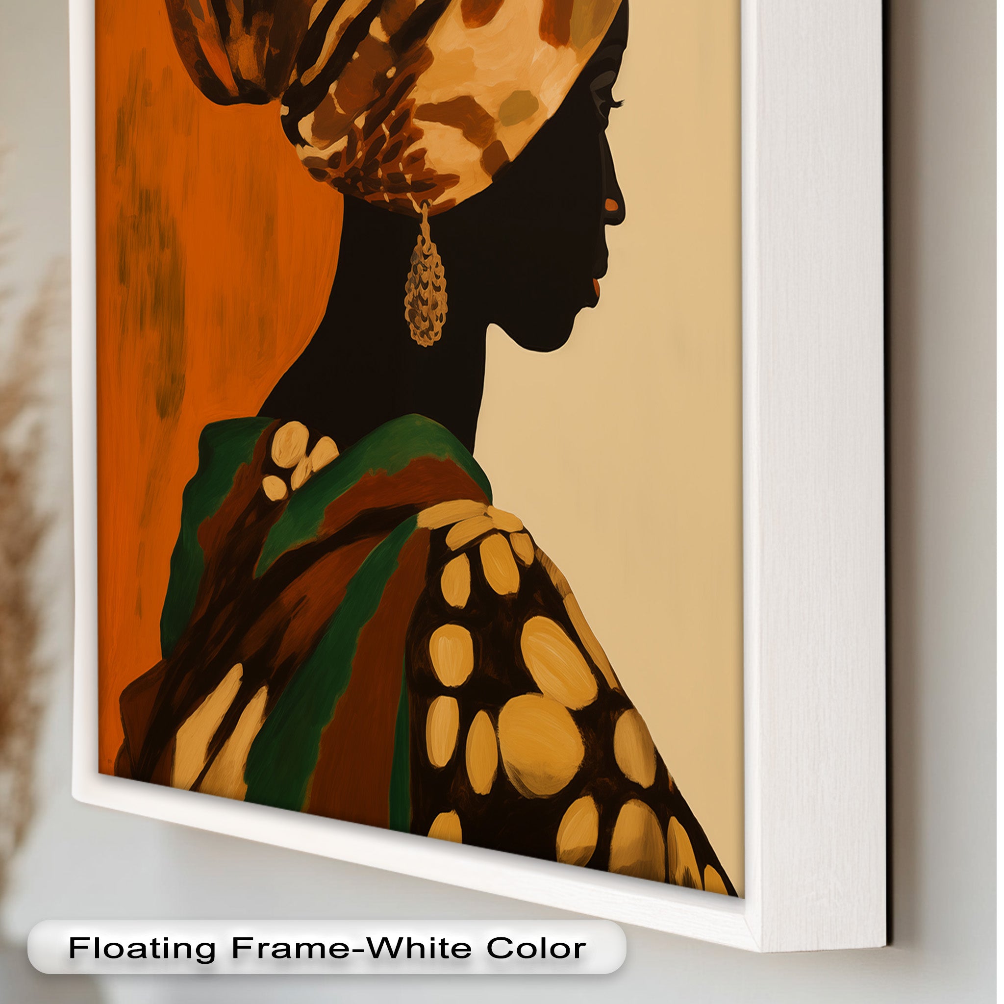 African Woman Portrait Art - Hand-Painted Framed Oil Painting for Home & Office Decor | Wall Art for Living Room, Bedroom, or Office