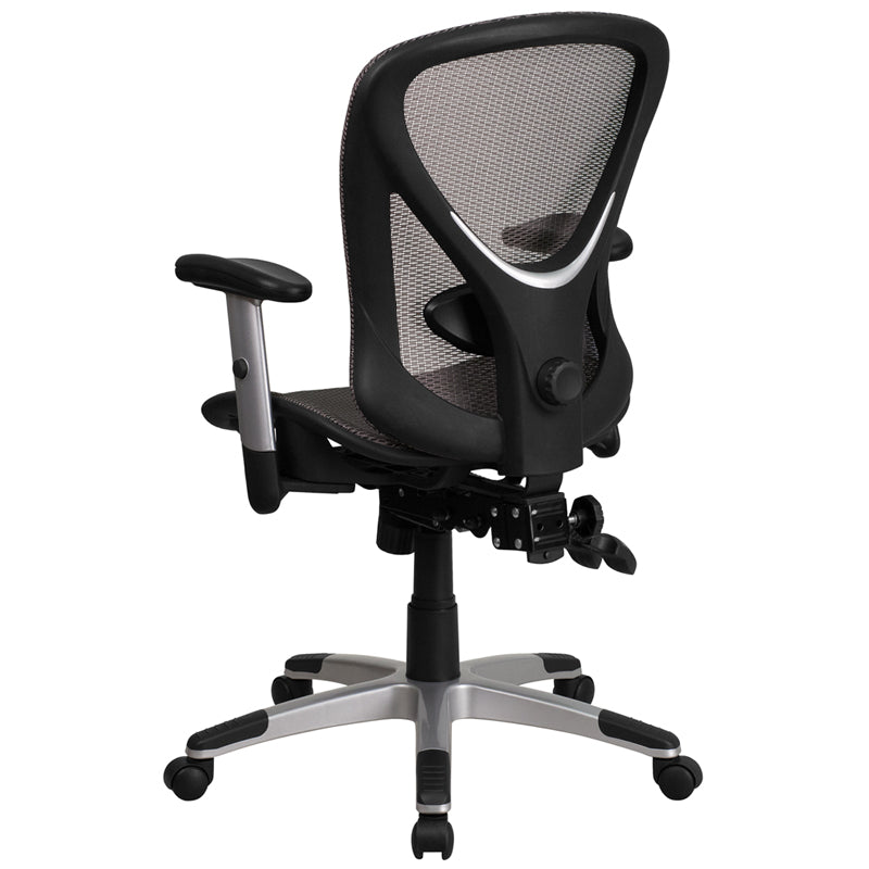 FLASH Sam Mid Back Transparent Gray Mesh Ergonomic Office Chair with Adjustable Arms - Breathable Executive Swivel Chair for Home & Office Workspace
