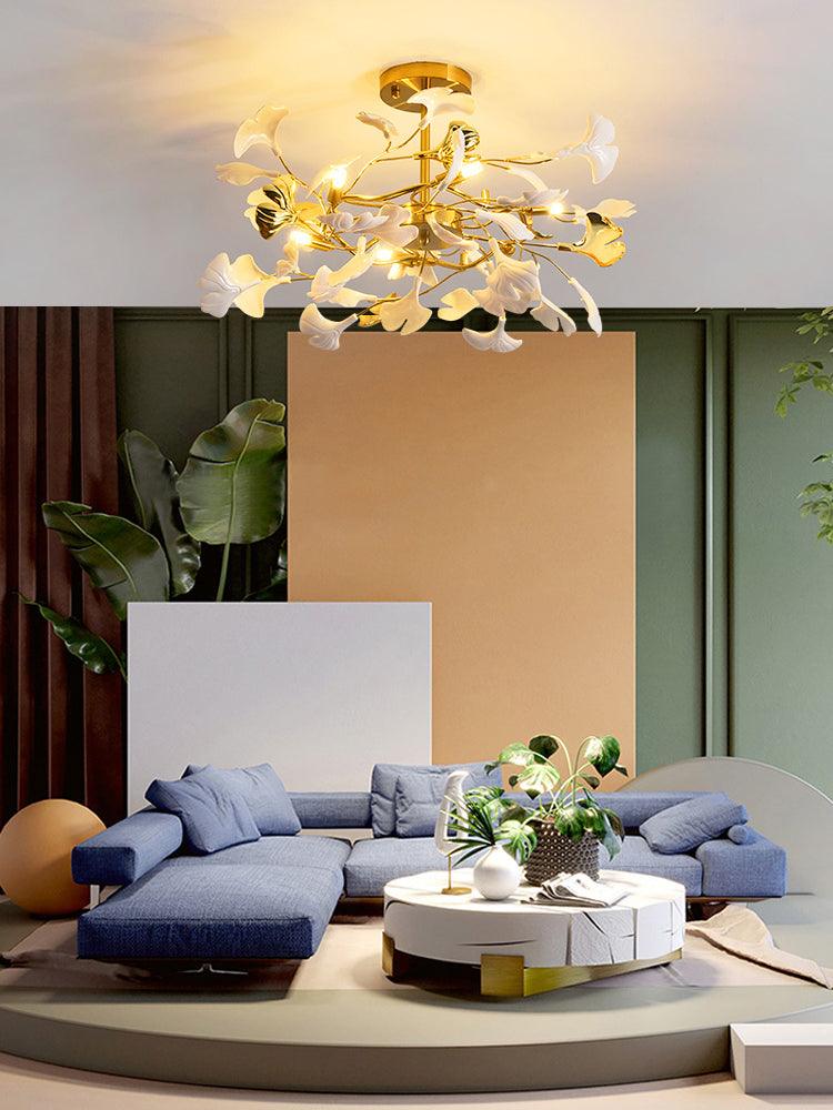 Elegant Ginkgo Leaf Chandelier Lighting - Modern Crystal Ceiling Light Fixture for Dining Room, Living Room & Bedroom | Perfect for Home Decor, Wedding Venues & Luxury Interior Design