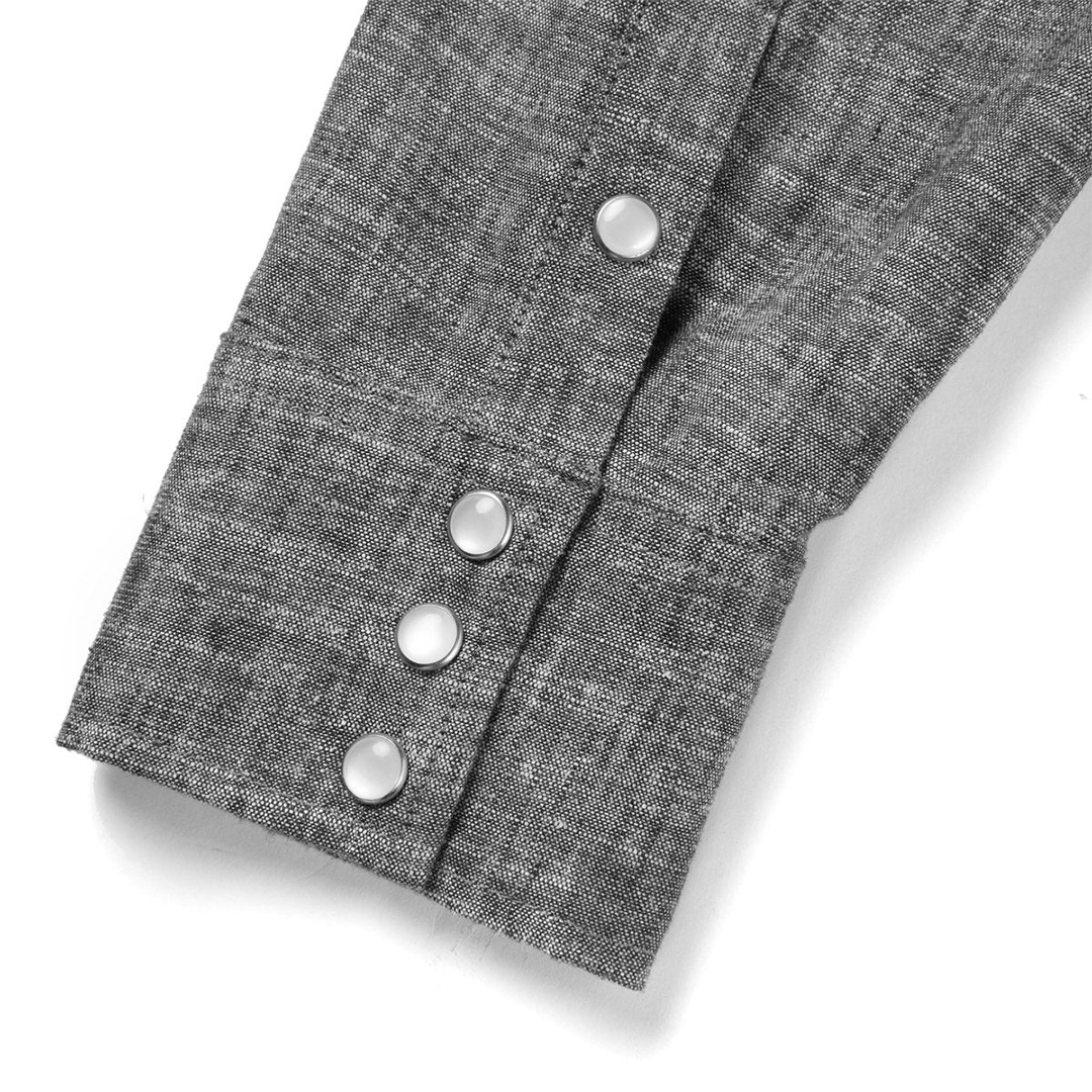 Seager Reagan Pearl Snap Washed Black Hemp Shirt - Western Style Button Down for Men - Perfect for Cowboy Rodeo, Country Music Festivals & Casual Wear