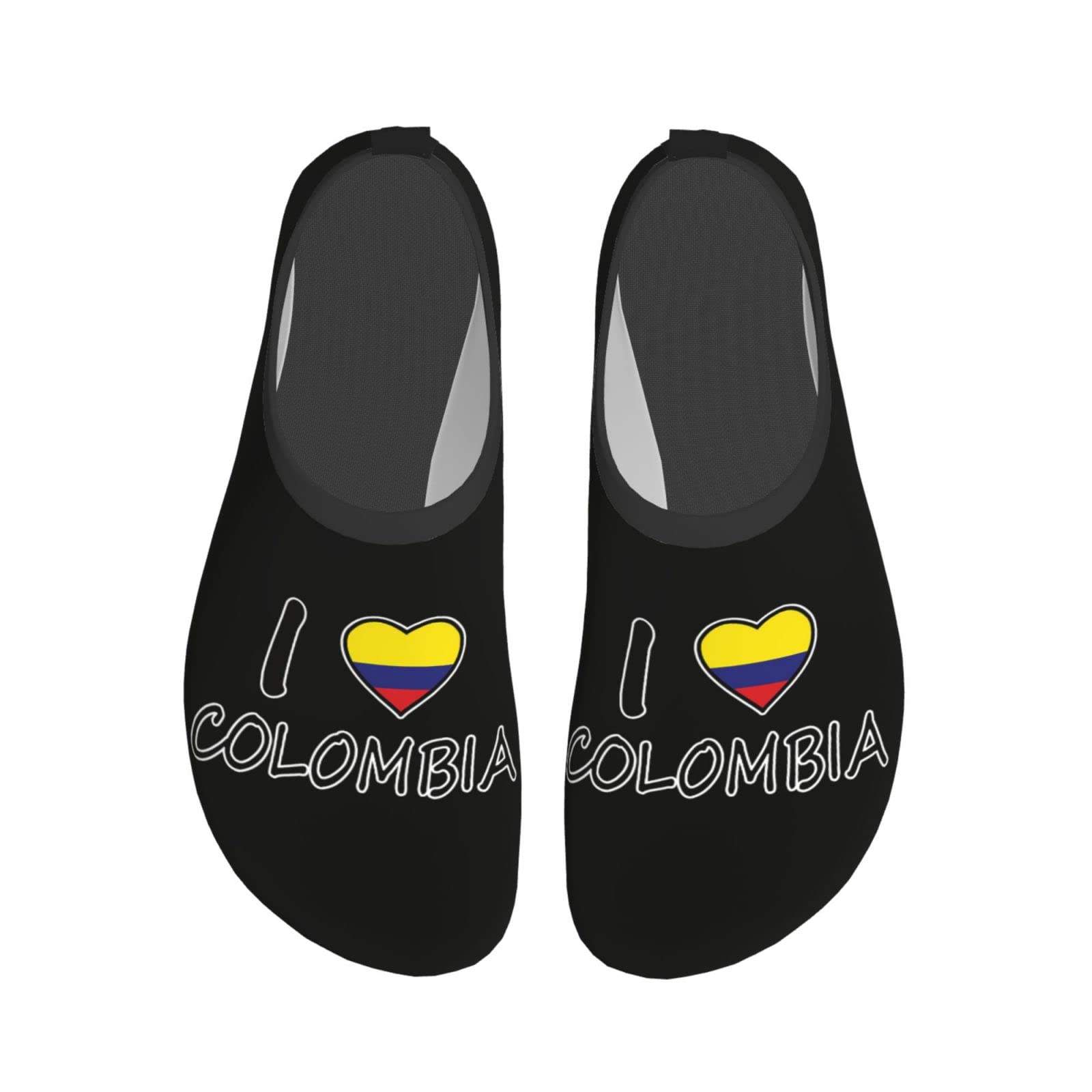 Colombia Flag Heart Design Water Shoes for Men & Women - Quick Dry, Lightweight, Non-Slip for Beach, Pool, Surfing & Outdoor Activities