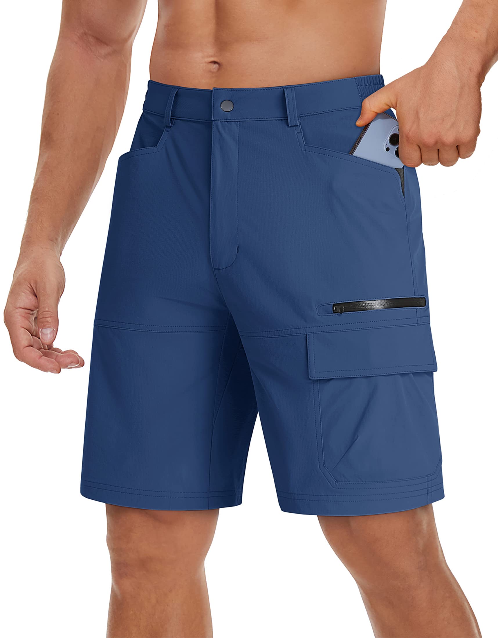 TACVASEN Men's Quick Dry Cargo Shorts - Lightweight Summer Outdoor Hiking & Work Shorts with Multiple Pockets (No Belt Included) - Perfect for Camping, Travel & Casual Wear