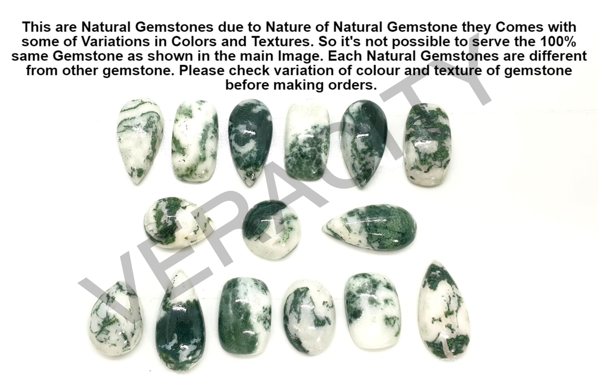 Veracity Jewelry Moss Agate Rings for Women - 925 Sterling Silver Healing Meditation Rings with Natural Green White Gemstone - VSR-543 | Spiritual Jewelry, Yoga Accessories, Gift for Her