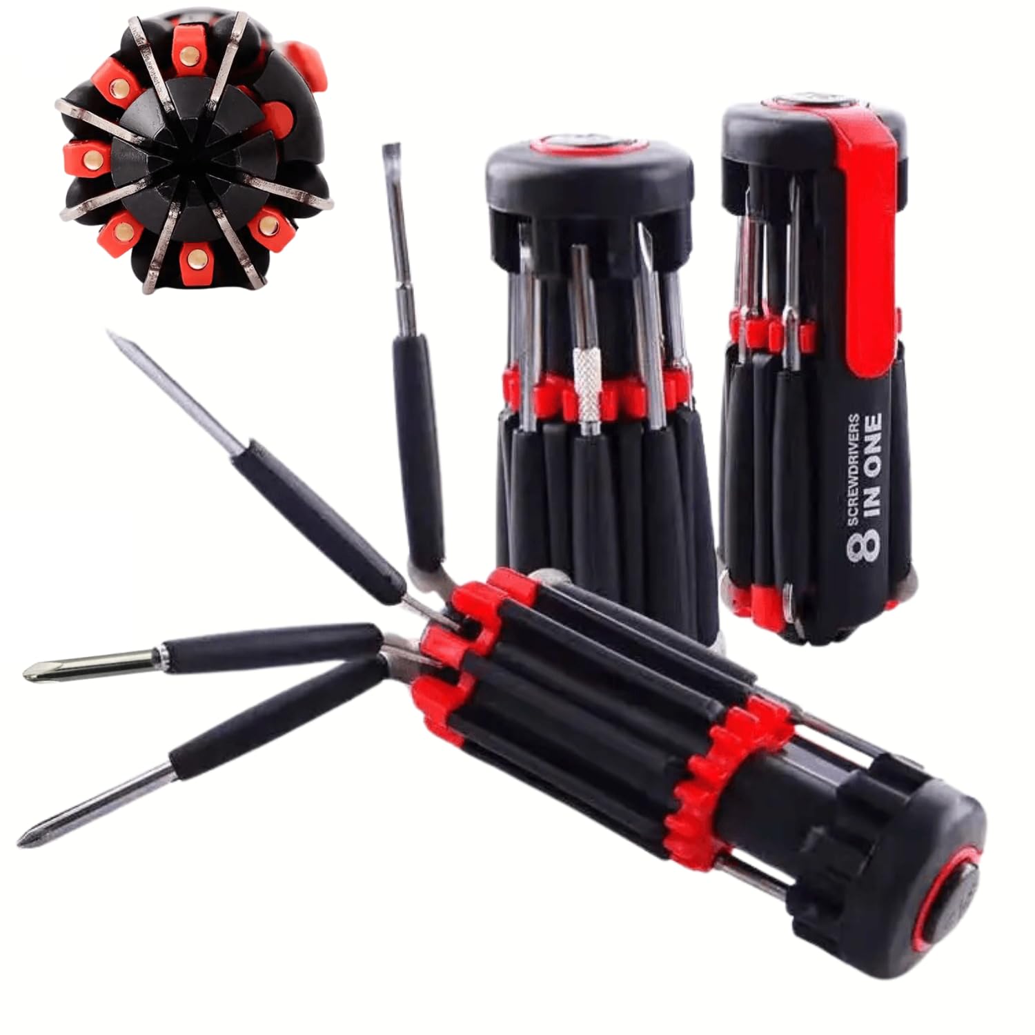 GUJISH 8-in-1 Multi-Function Screwdriver Set with 6 Built-in LED Lights | Professional Compact Tool Kit for Home Repairs, Office Use, Car Maintenance & DIY Projects | Perfect for Electrical Work, Phone Repair & Small Appliance Fixing