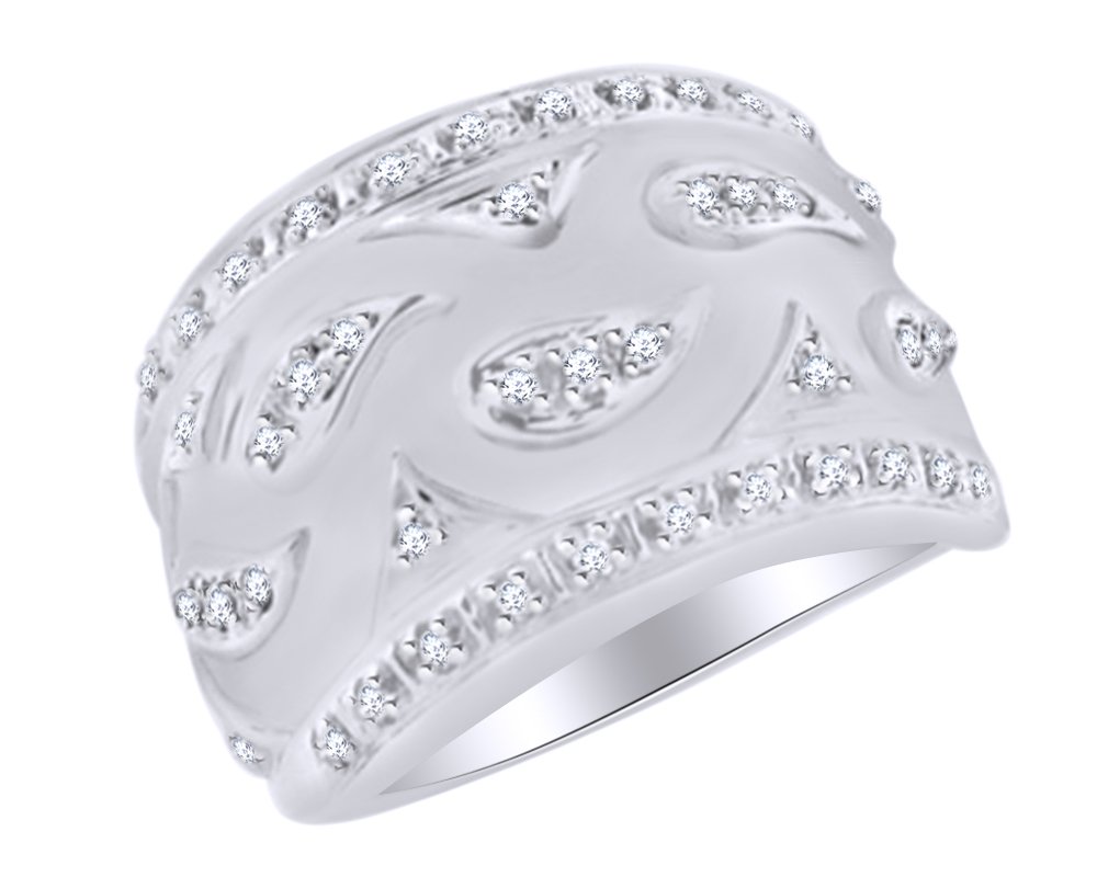 0.09 Ct Round White Natural Diamond 14k Gold Over Sterling Silver Fashion Ring for Women - Perfect for Weddings, Anniversaries & Special Occasions