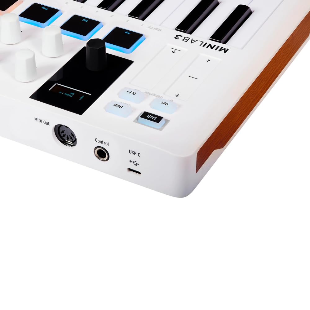 Arturia MiniLab 3 25-Key MIDI Keyboard Controller with Omnidirectional Lavalier Mic, USB Cable & Polishing Cloth - Compact USB MIDI Keyboard for Music Production, Recording Studio & Live Performance (Includes Software & 3.5mm Omni Mic)