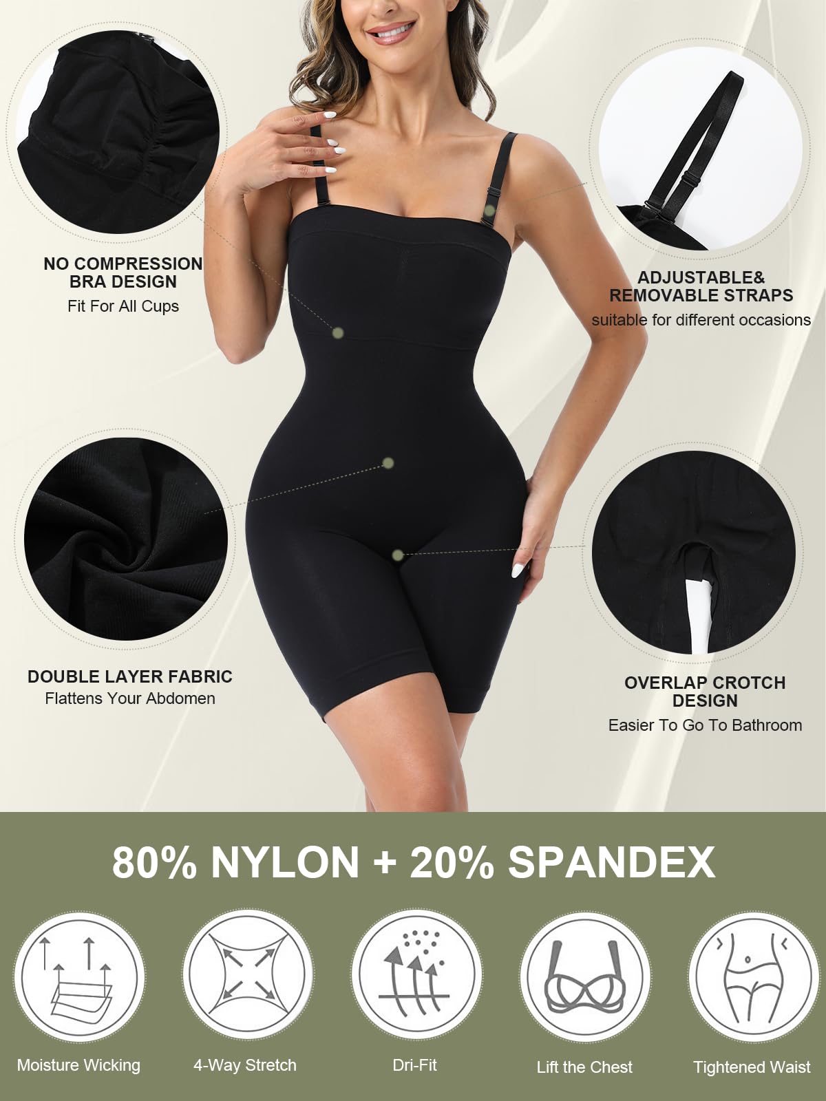 Best Strapless Shapewear Bodysuit for Women - Butt Lifter & Tummy Control Full Body Shaper Under Dress - Perfect for Weddings, Parties & Everyday Wear