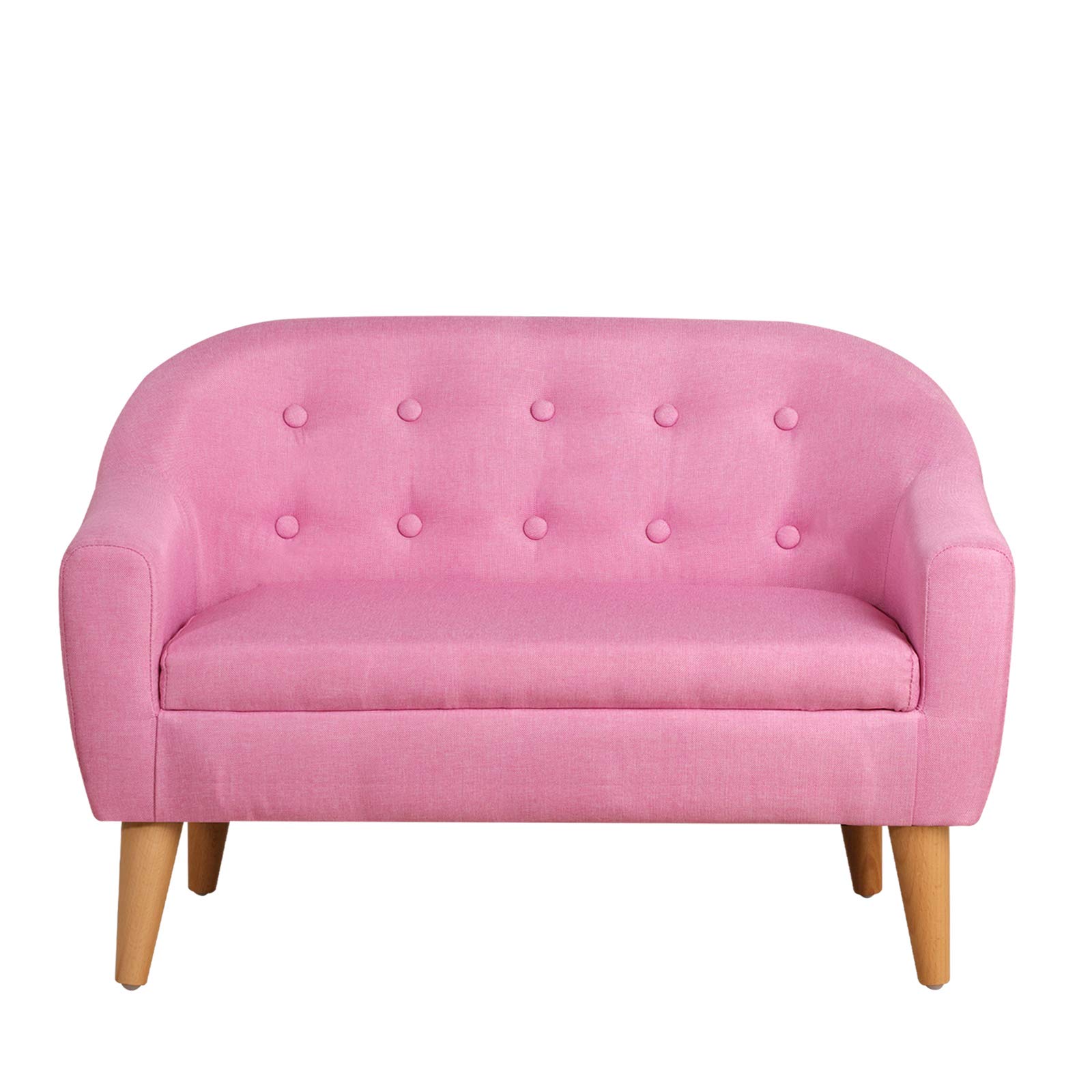 **Gifun Kids Sofa Chair - 30 Inch Pink 2-Seater Upholstered Couch with Linen Fabric & Wooden Frame for Boys & Girls - Perfect for Playroom, Nursery, or Bedroom**