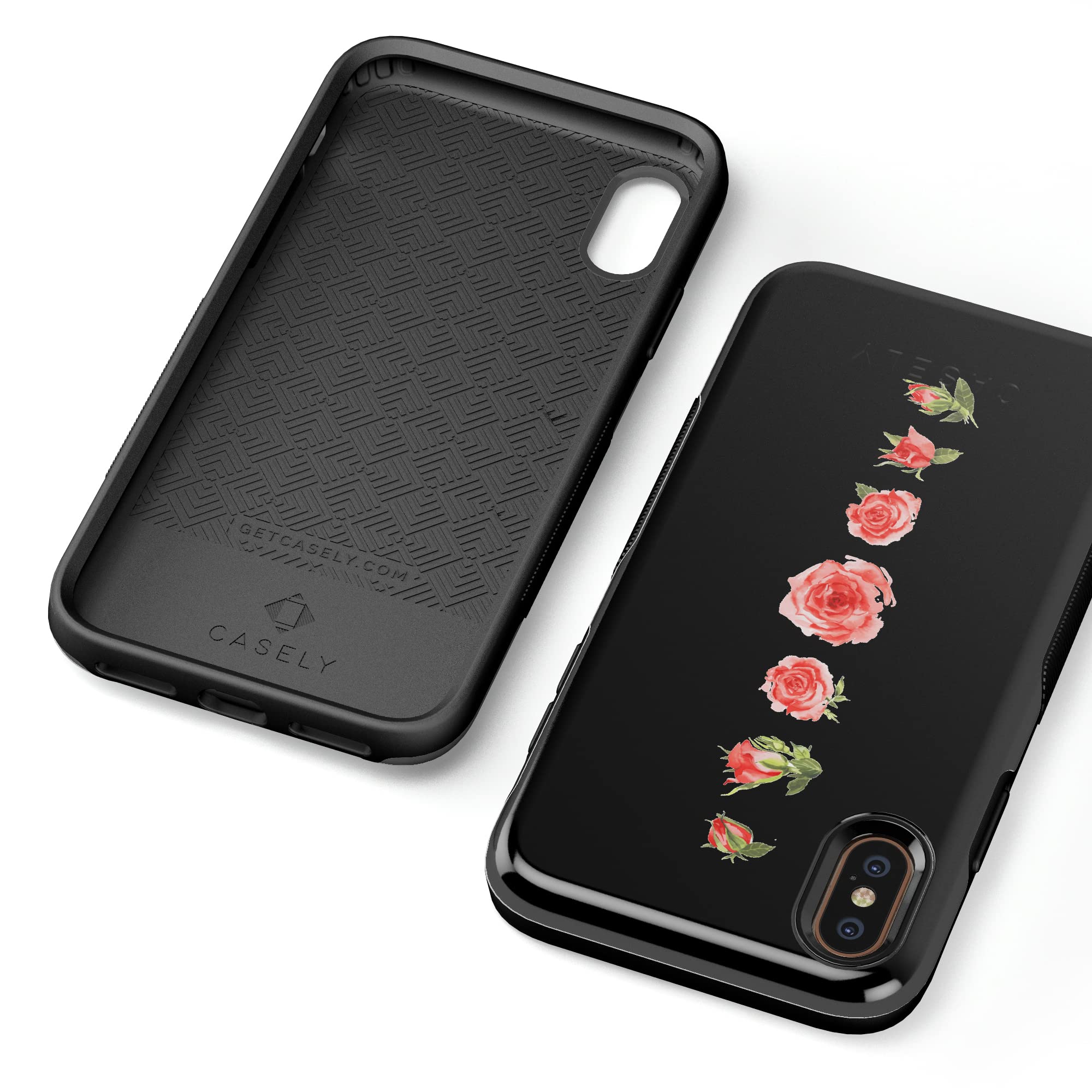 Casely iPhone X/XS Floral Phone Case - Blooming Red Rose Design | Slim Protective Cover for Women & Girls | Perfect for Spring, Weddings & Everyday Use