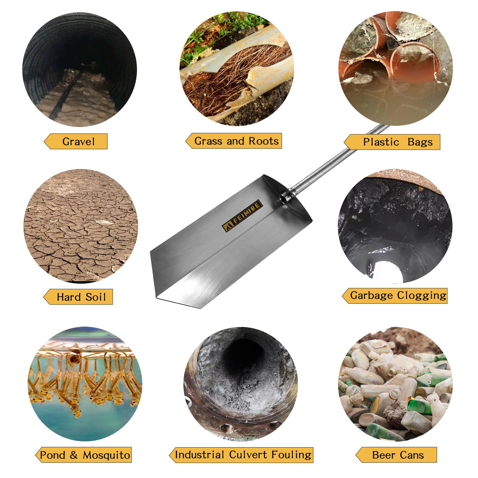 Durable Culvert Cleaning Hand Tool - Heavy Duty Culvert Shovel for Drainage Maintenance | Perfect for Storm Drains, Ditches & Sewer Pipe Cleaning