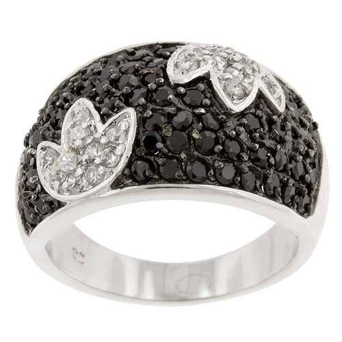 Elegant Black and White Tulip Ring for Women - Sterling Silver Floral Jewelry Gift for Her - Perfect for Weddings, Anniversaries & Special Occasions