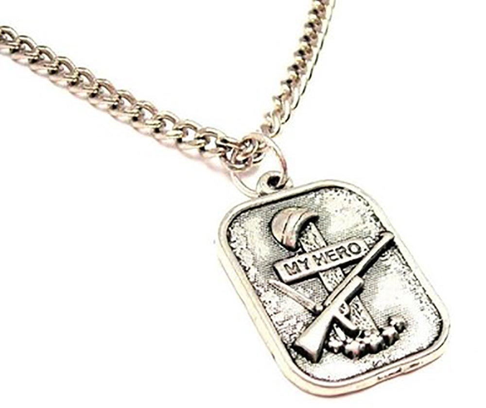 My Hero Memorial Fallen Soldier Charm Necklace - 18 Inch Stainless Steel Pendant for Remembrance & Tribute | Perfect for Military Appreciation, Memorial Day, and Honoring Veterans