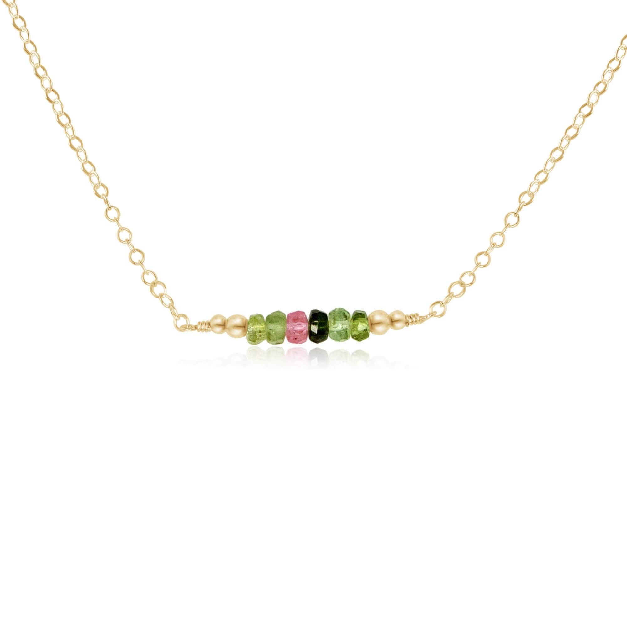Sparkling Rainbow Tourmaline Faceted Bead Bar Necklace - Handmade Gemstone Jewelry for Women - Perfect for Weddings, Parties & Special Occasions