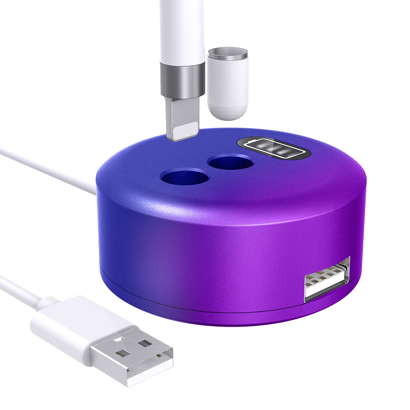 TiMOVO 1st Gen Apple Pencil Charging Stand with LED Display & 1.2A USB Port - Gradient Purple iPad Stylus Charger Dock for Artists, Students & Professionals - Perfect for Drawing, Note-Taking & Office Work
