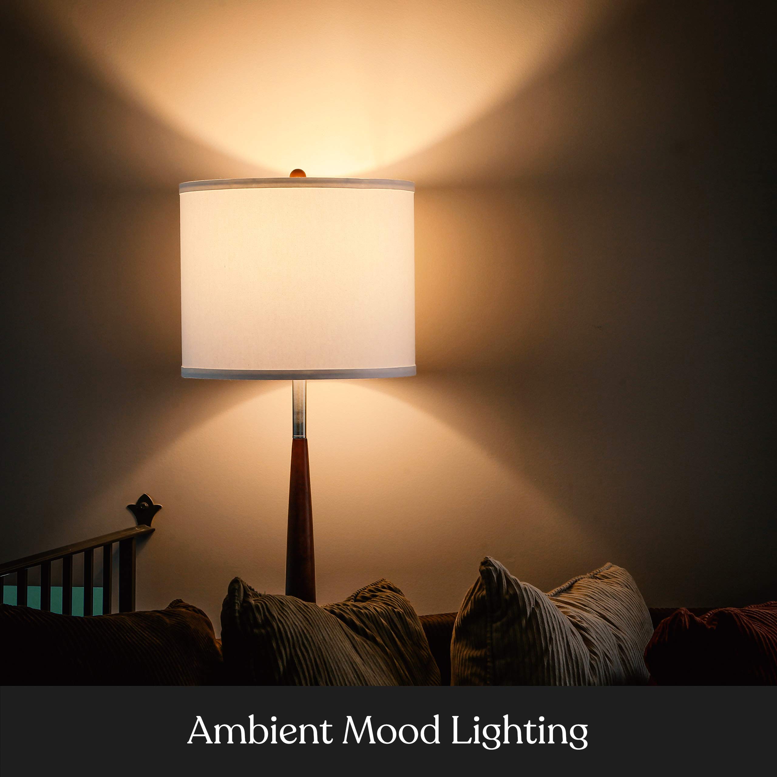 Brightech Lucas LED Floor Lamp - Modern Standing Lamp with Drum Shade & Wood Finish for Living Room, Bedroom, Office - Adjustable Reading Light & Bohemian Home Decor for Cozy Spaces