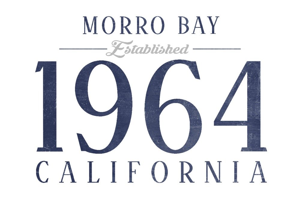 Morro Bay California Established Date Blue 24x36 Signed Art Print - Coastal Wall Decor Poster for Living Room, Office & Beach House