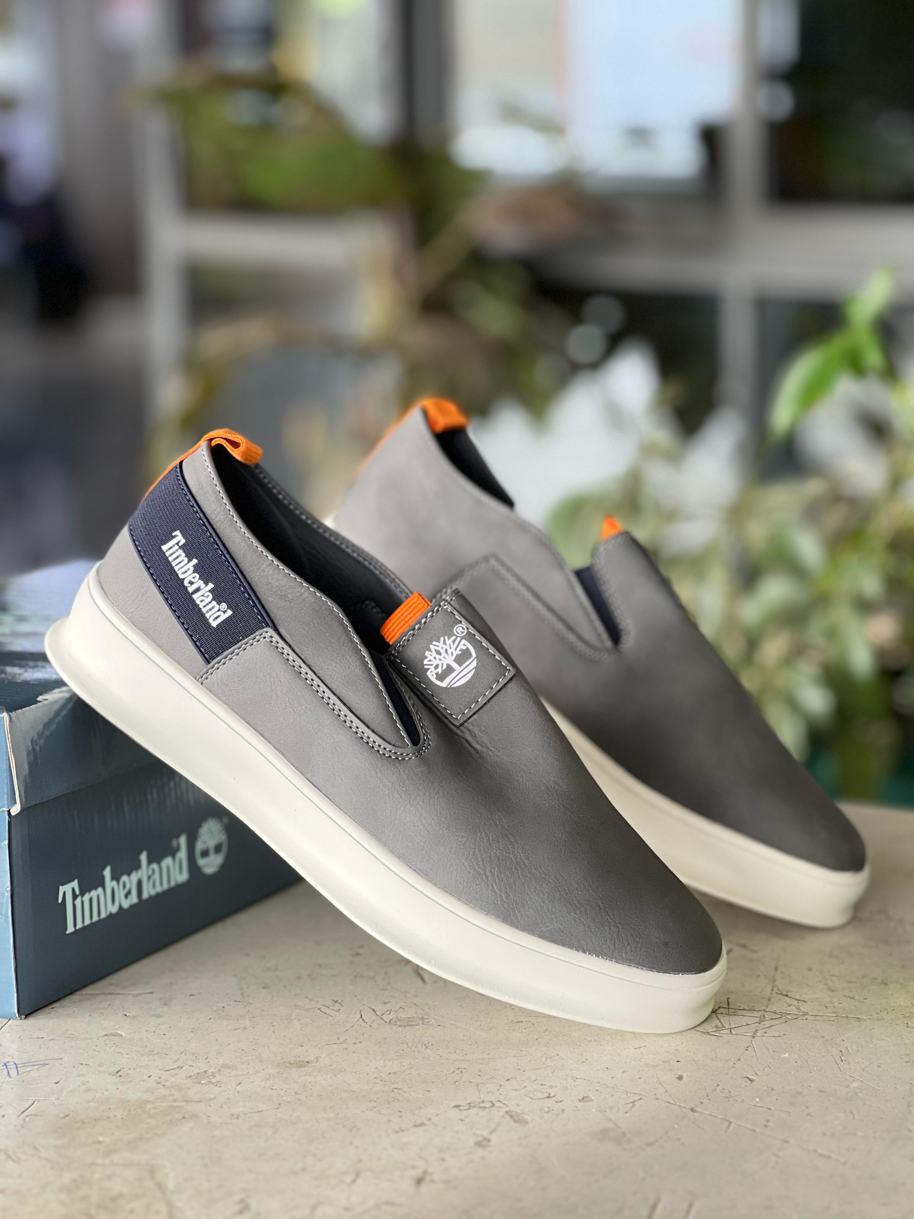 Timberland Authentic Slip-On Casual Shoes for Men - Dark Grey Comfortable Loafers for Walking, Work & Everyday Wear