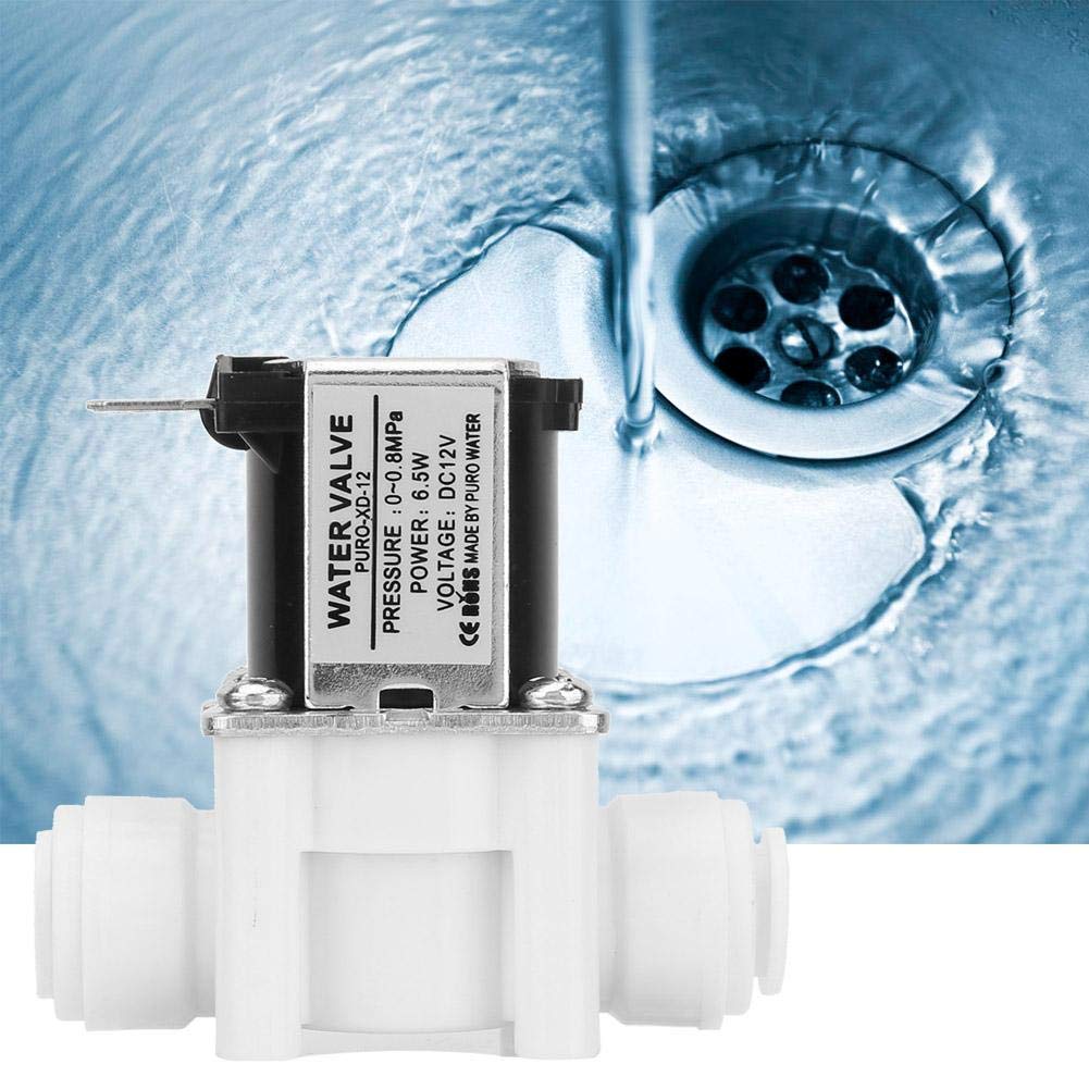 Oumefar 1/4 Inch DC 12V Water Electric Solenoid Valve - Normally Closed Magnetic Purifier Valve with Copper Core & Quick Connect Flow Switch for Water Control - Ideal for Home Water Purification, Irrigation Systems & Industrial Fluid Control