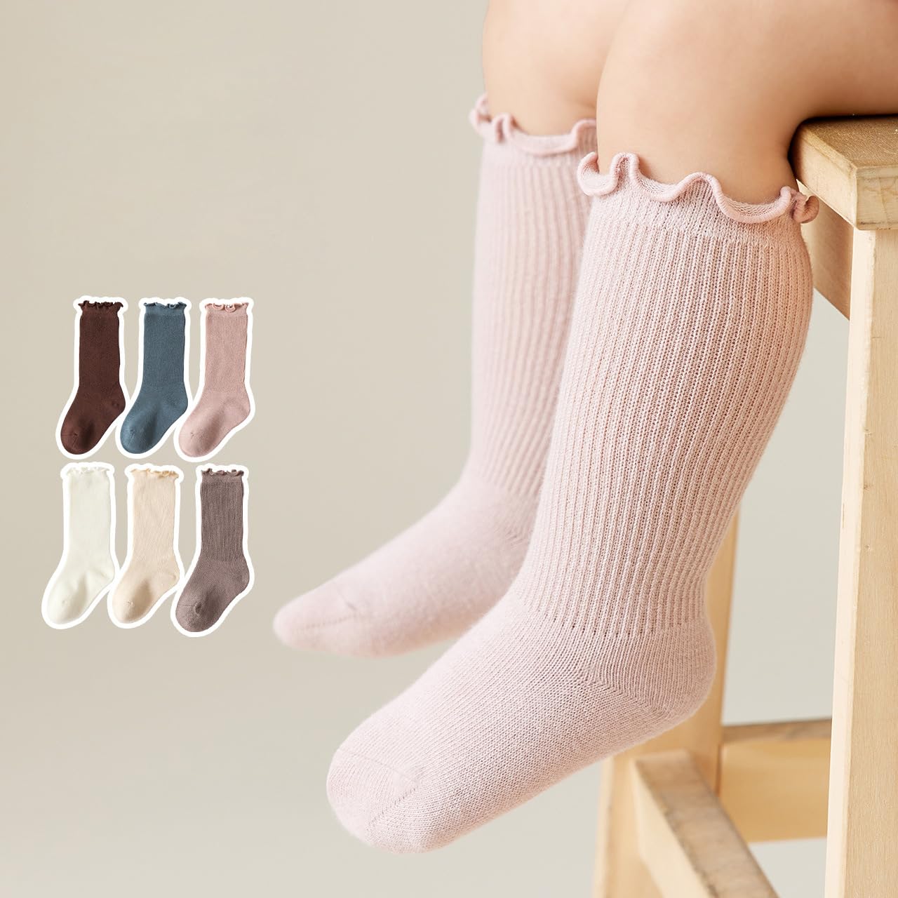 **Baby Girls Cotton Knee-High Socks – Soft & Warm Newborn Toddler Socks – Solid Color Infant Stockings for Everyday Wear & Playtime**