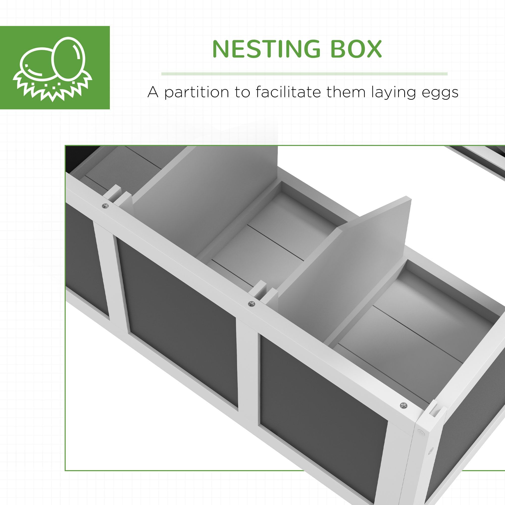 PawHut Dark Gray Wooden Chicken Coop with Nesting Box & Pull-Out Tray - Outdoor Poultry Cage for 6 Chickens, Rabbit Hutch with Perches, Ramp & Windows - Ideal for Ducks, Hens & Small Animals - Perfect for Backyard Farming & Pet Shelter