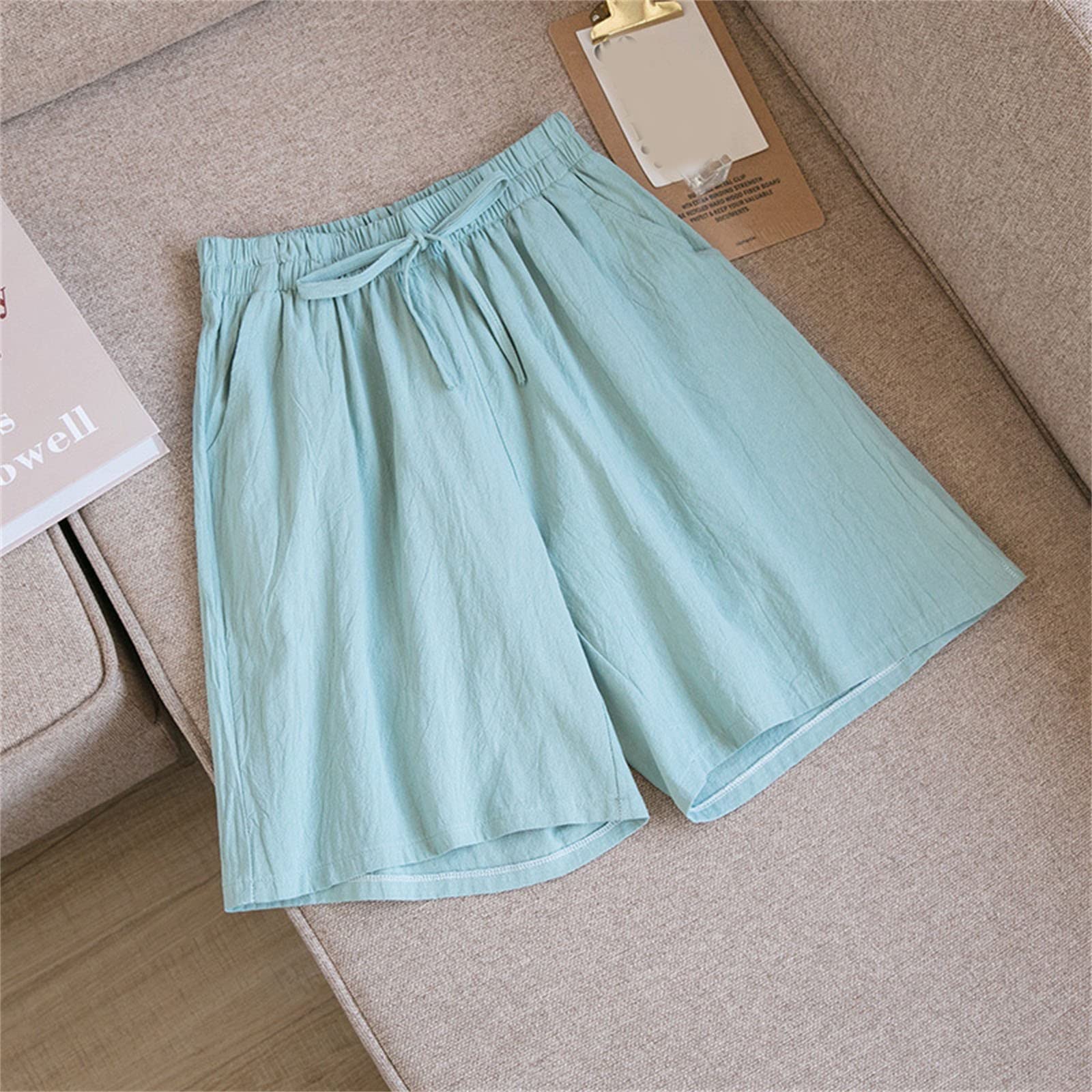 Rvidbe Plus Size Women's Summer Shorts - Elastic Waist Bermuda Casual Wide Leg Shorts with Pockets for Outdoor Activities and Travel